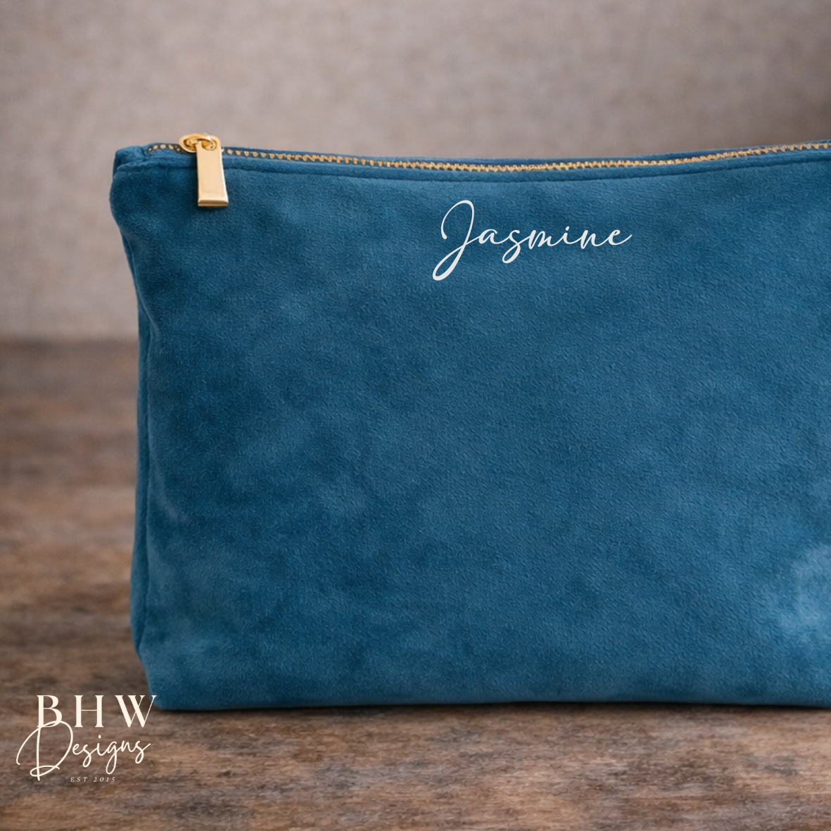 Personalised Velvet Bag - Blue Topaz