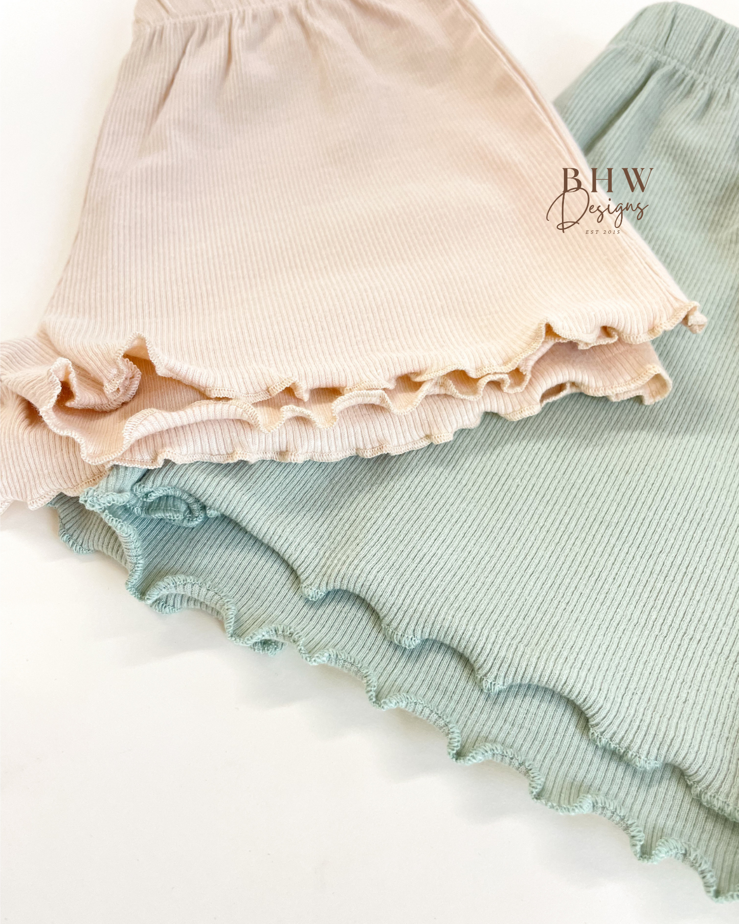 Girl's Ribbed T-shirt and Short Set - Sage Green