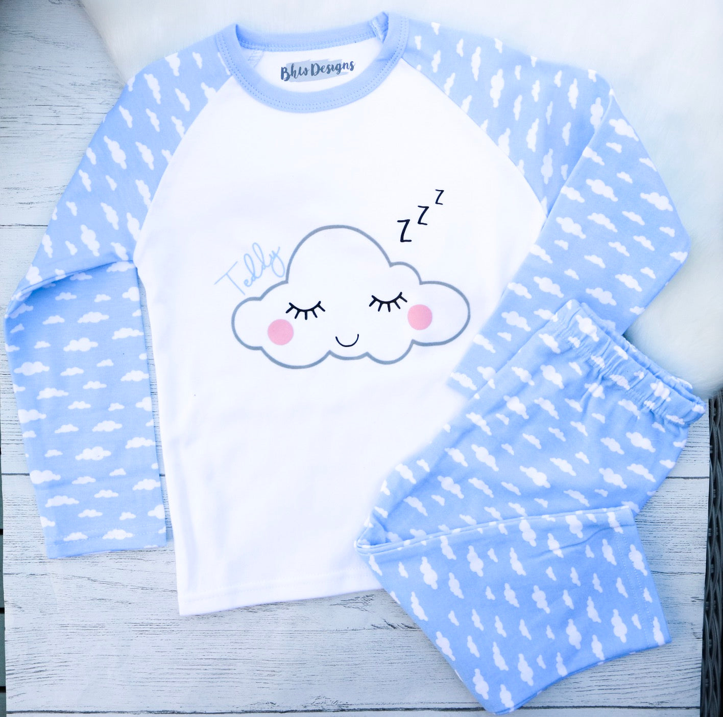 Personalised Blue cloud Children' Pyjamas