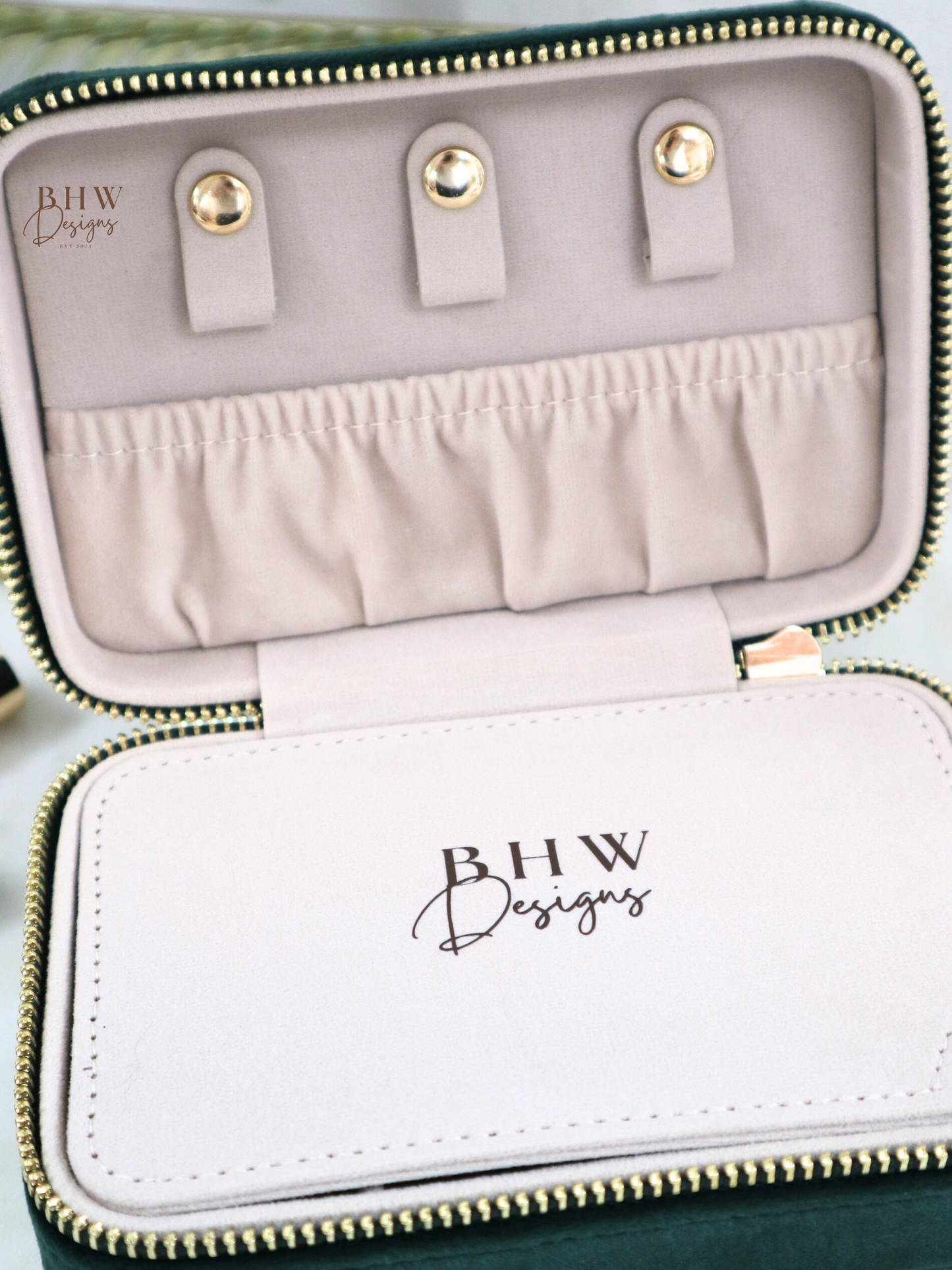 Personalised Velvet Jewellery Case - Emerald