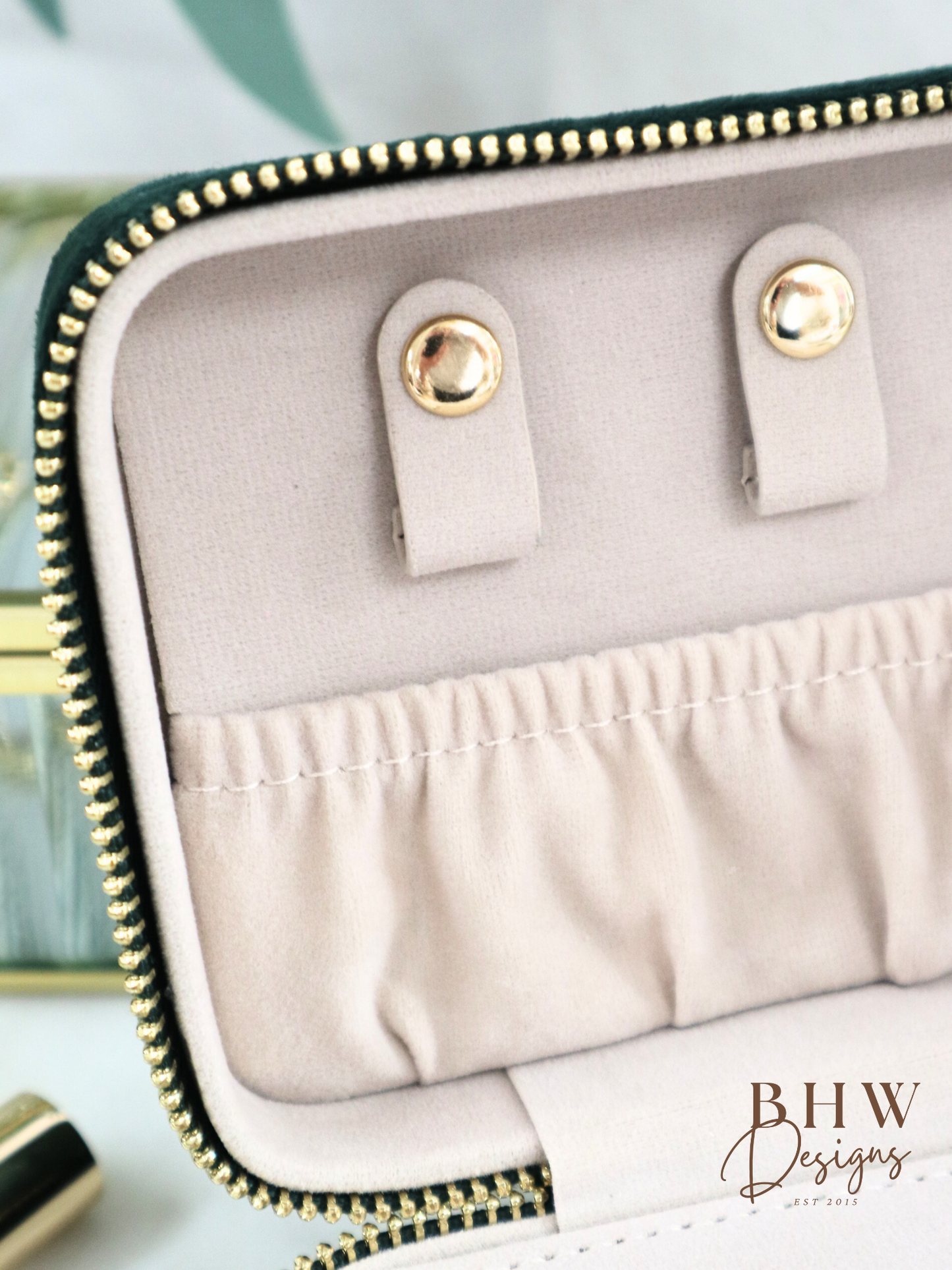 Personalised Velvet Jewellery Case - Emerald