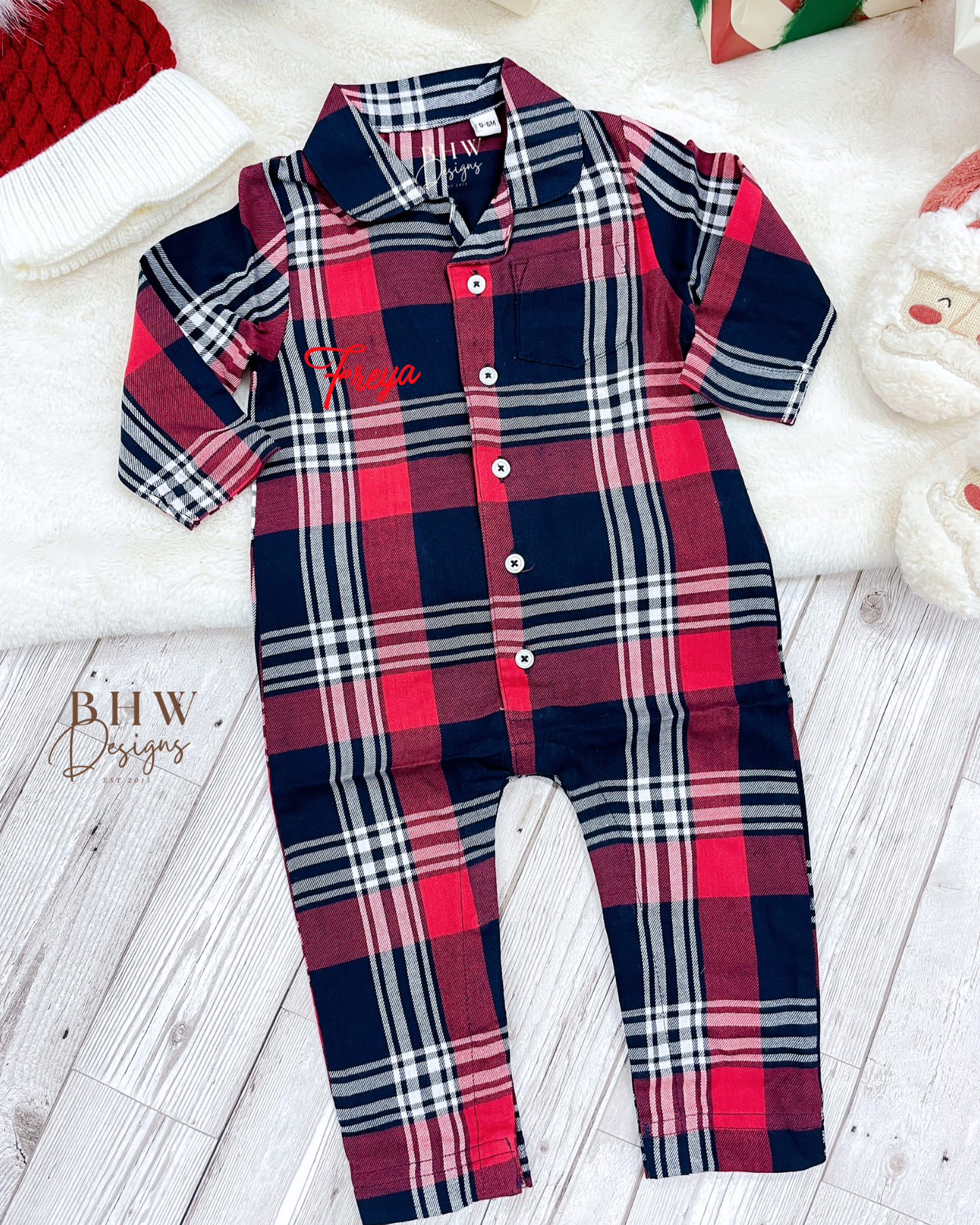 Personalised Name Tartan Romper Onesie