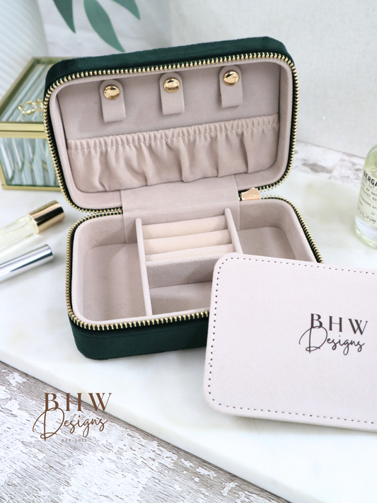 Personalised Velvet Jewellery Case - Emerald