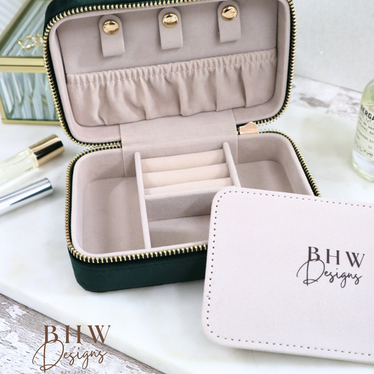 Personalised Velvet Jewellery Case - Emerald