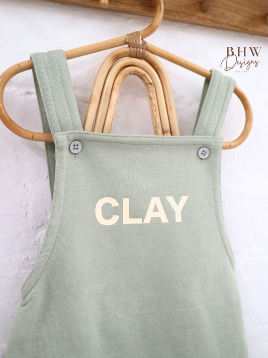 Personalised Dungarees - Sage Green