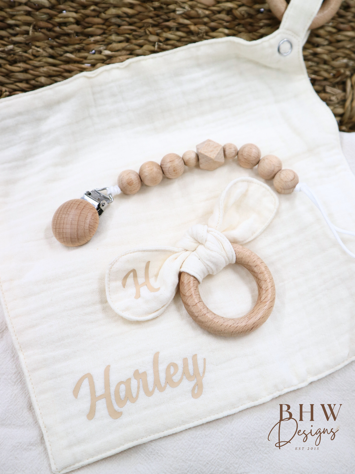 3 Piece Personalised Baby Set - Cream