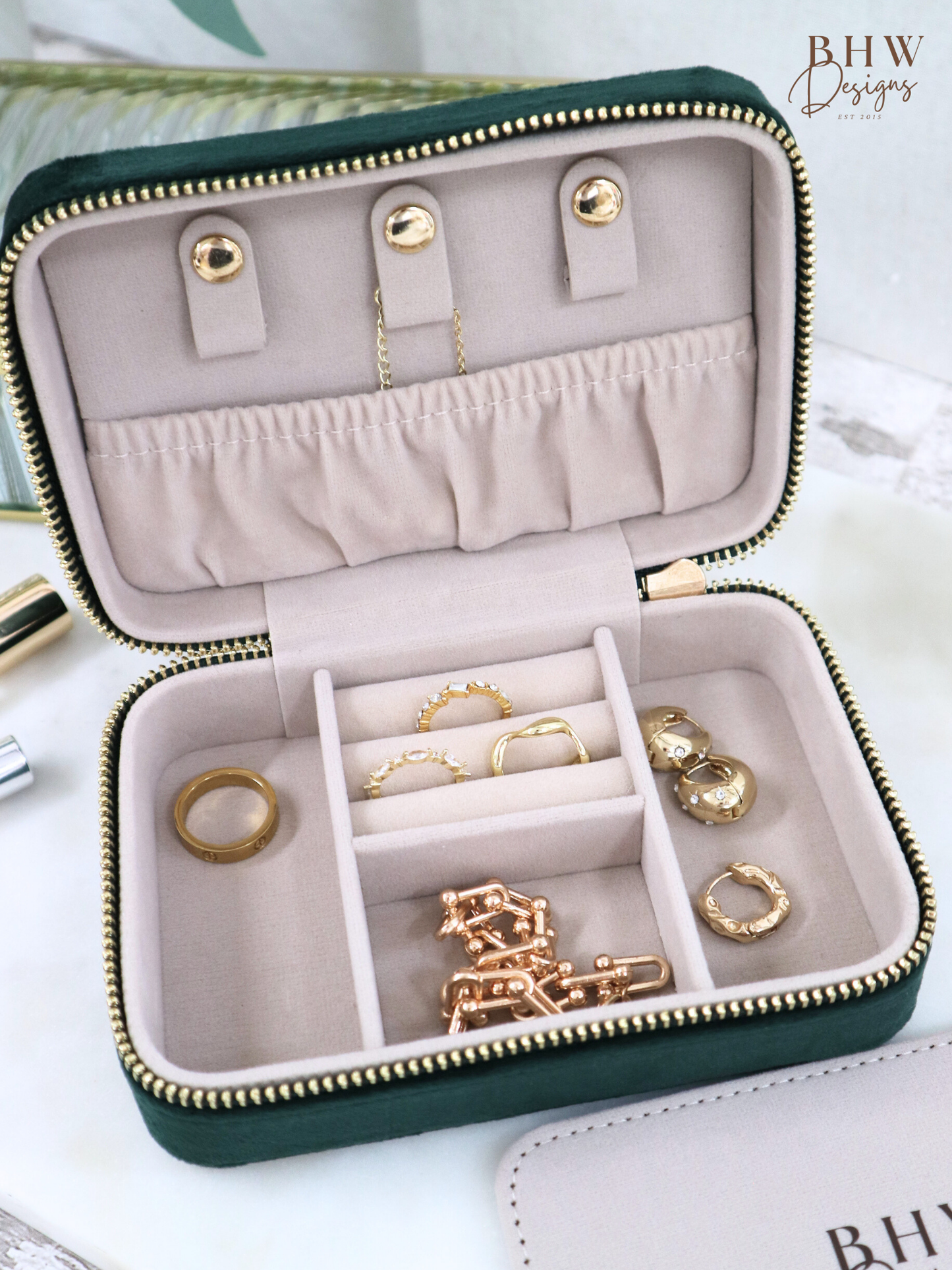 Personalised Velvet Jewellery Case - Emerald