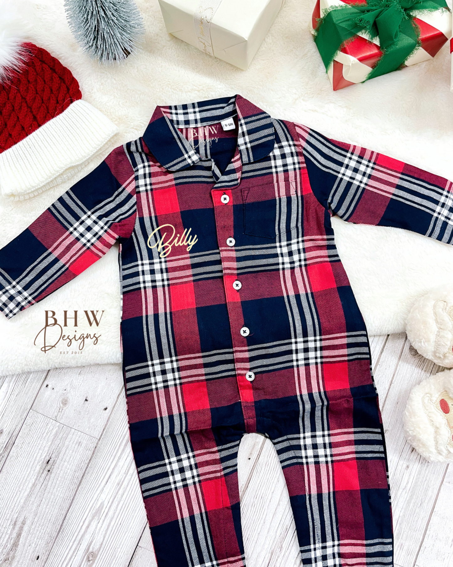 Personalised Name Tartan Romper Onesie