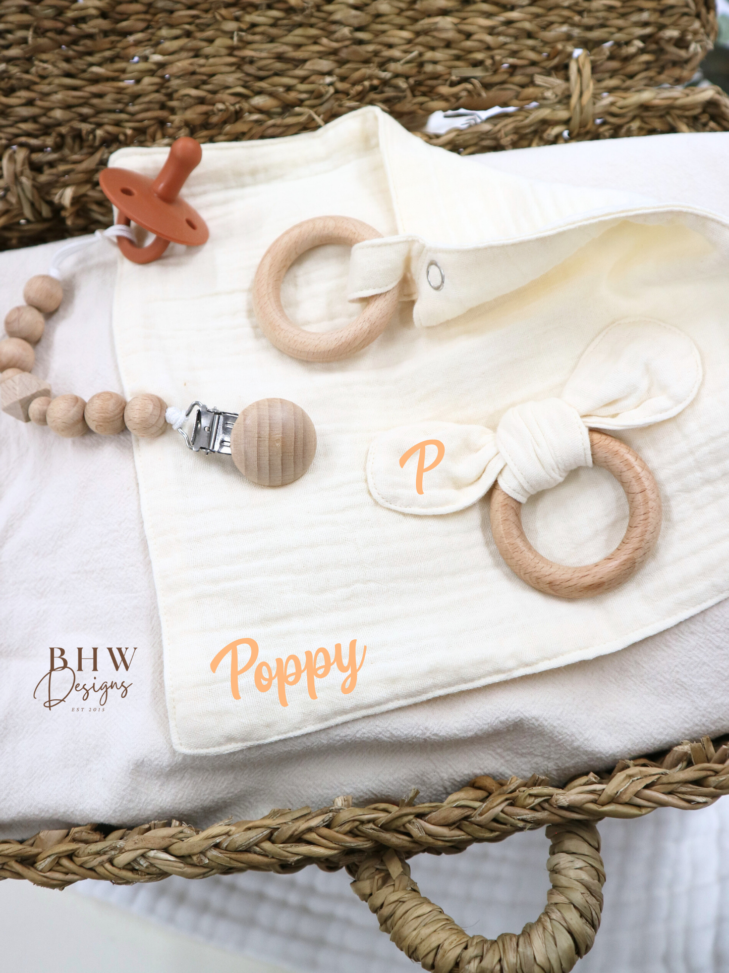 3 Piece Personalised Baby Set - Cream