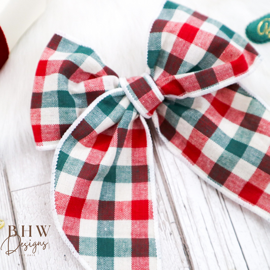 Large Plaid Hair Bow