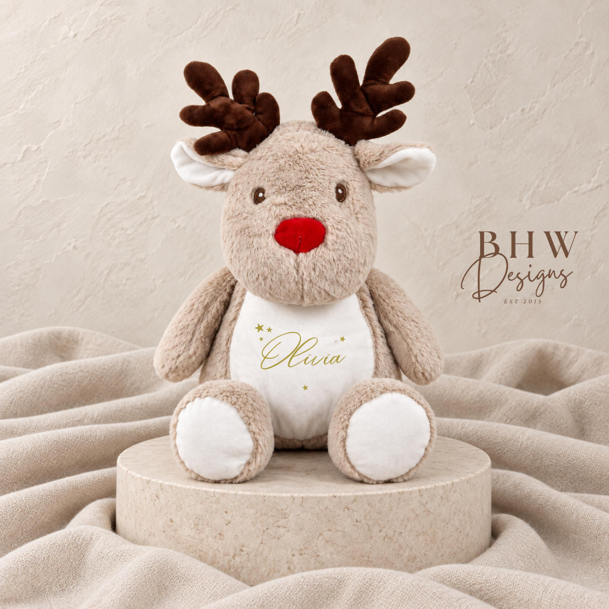 Personalised Name Reindeer Soft Toy
