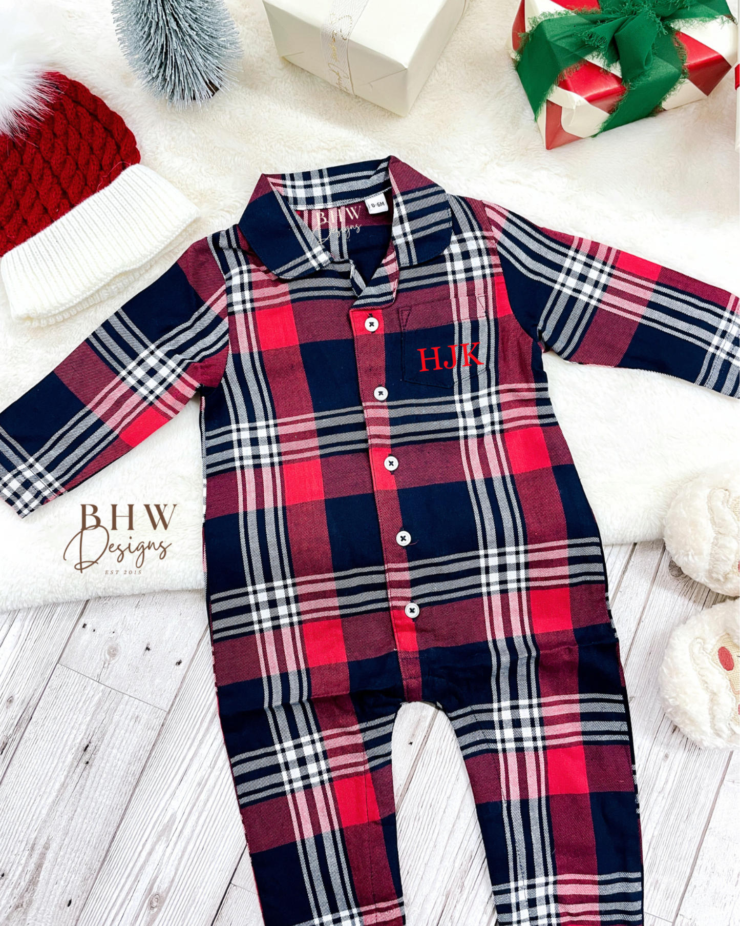 Personalised initial Tartan Romper Onesie