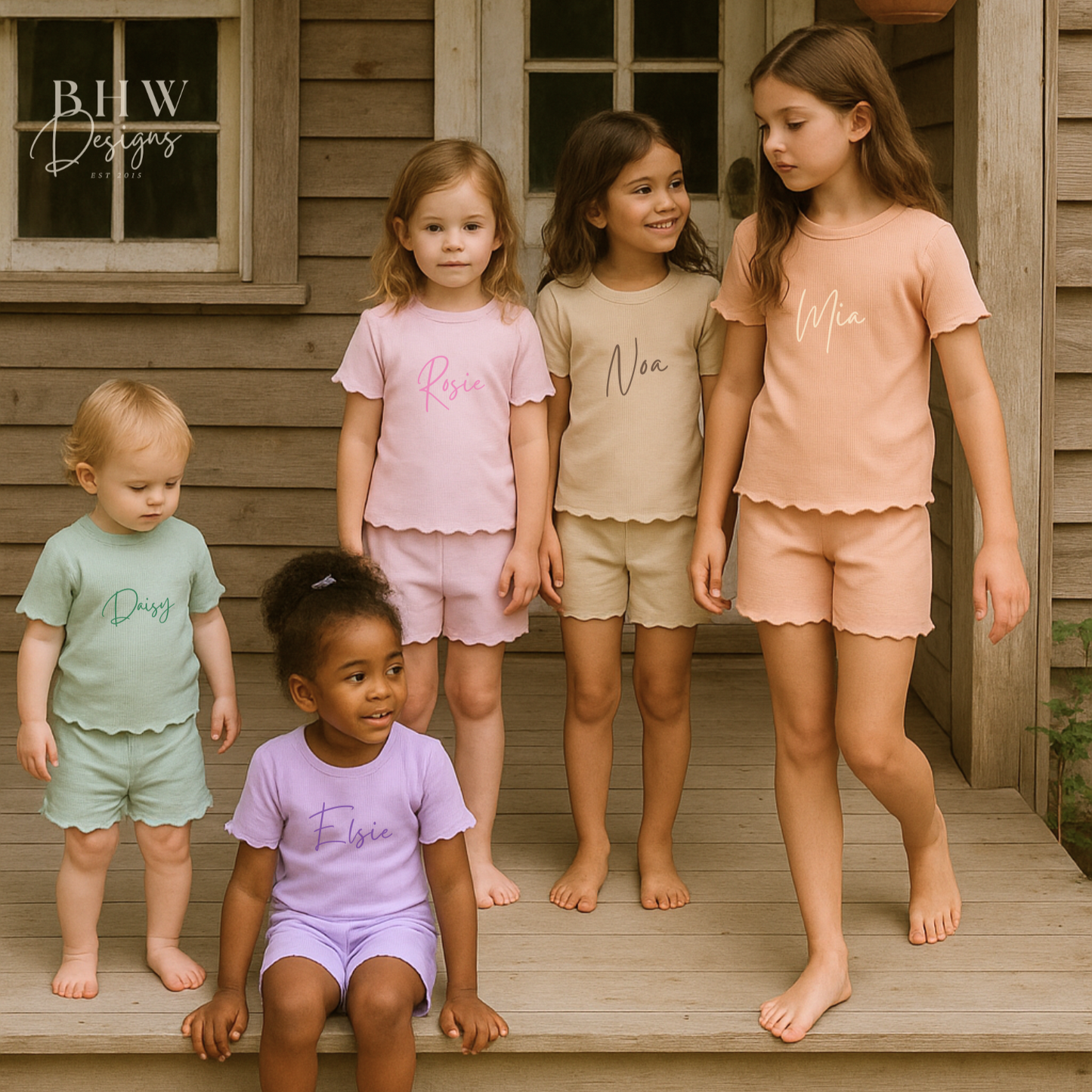Girl's Ribbed T-shirt and Short Set - Nude