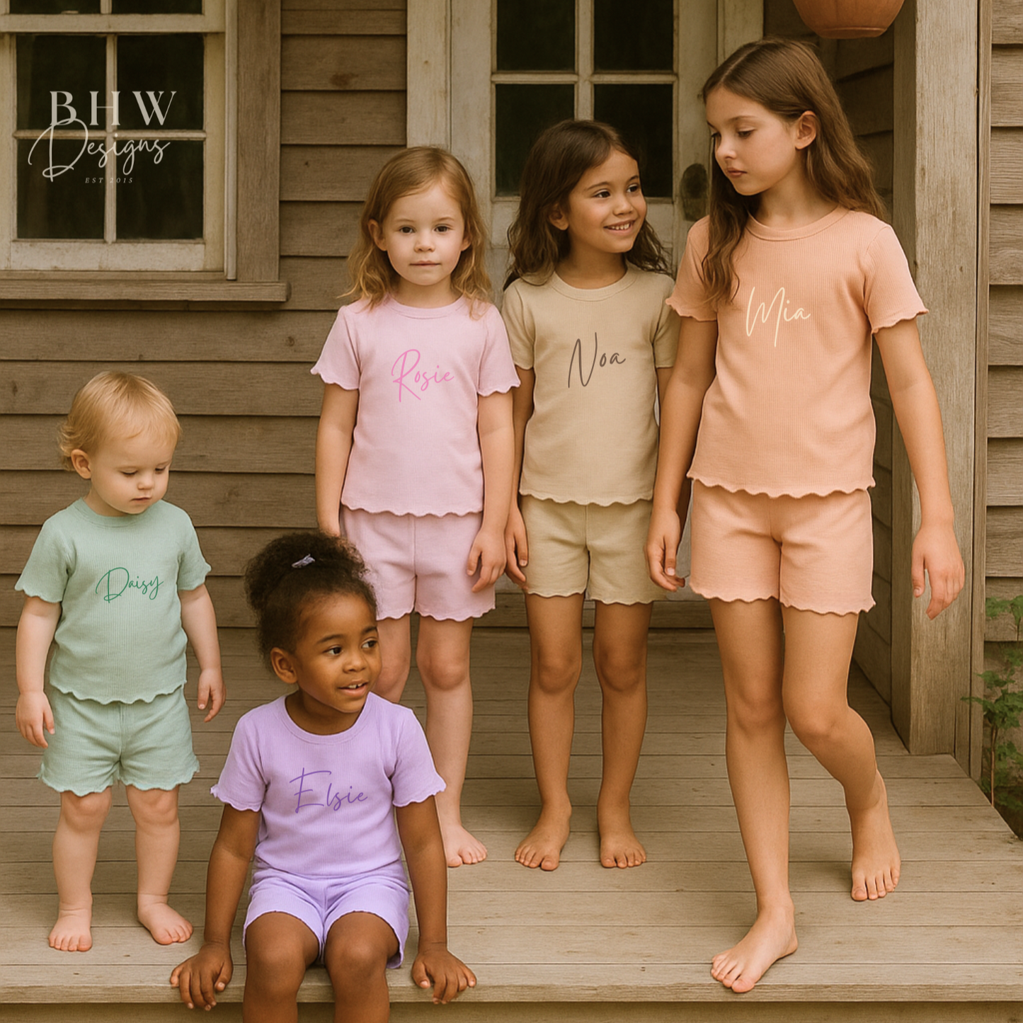 Girl's Ribbed T-shirt and Short Set - Baby Pink
