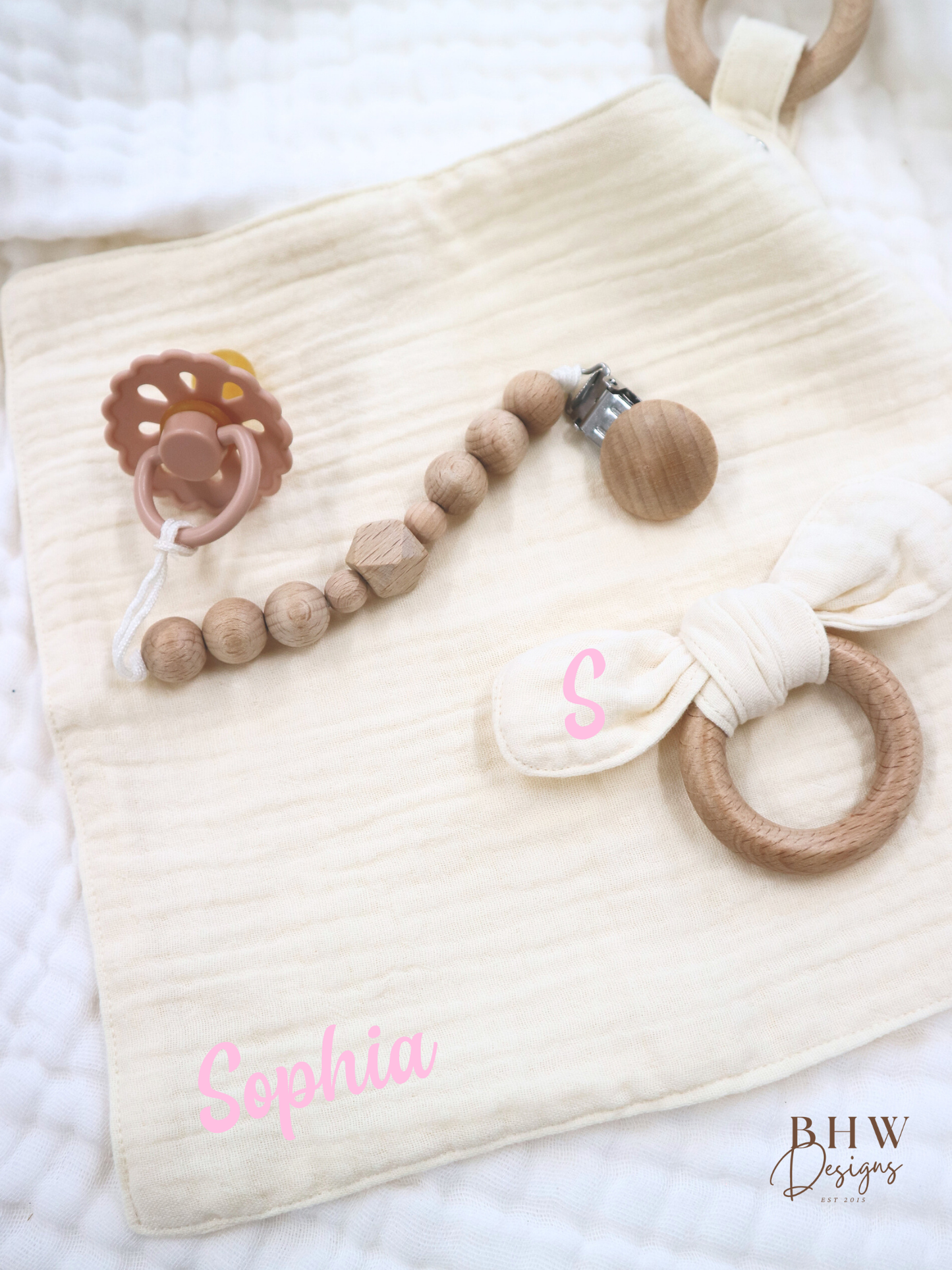 3 Piece Personalised Baby Set - Cream