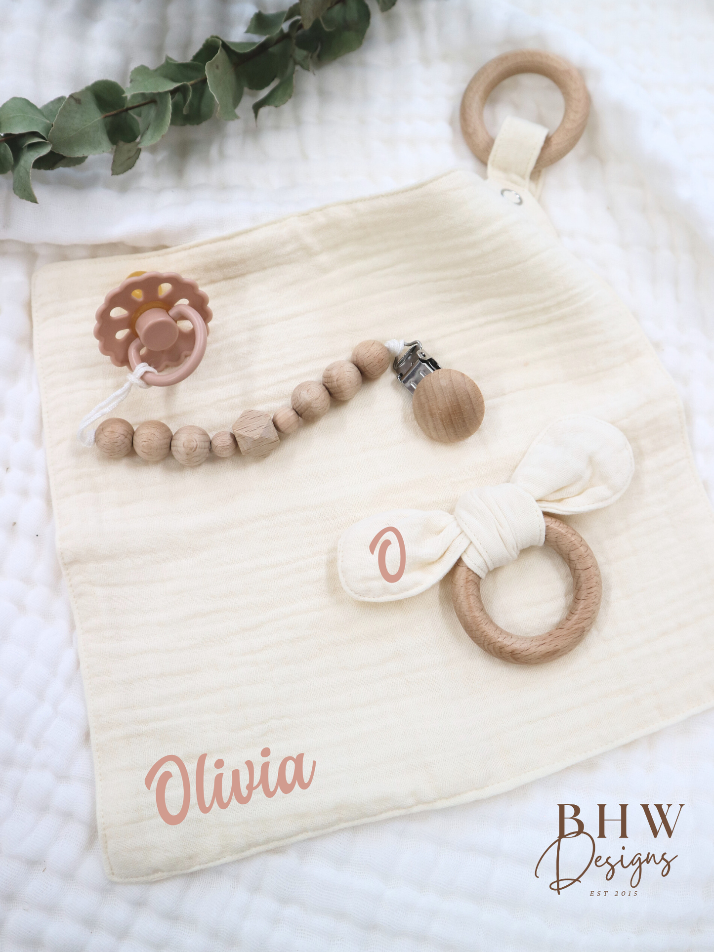 3 Piece Personalised Baby Set - Cream