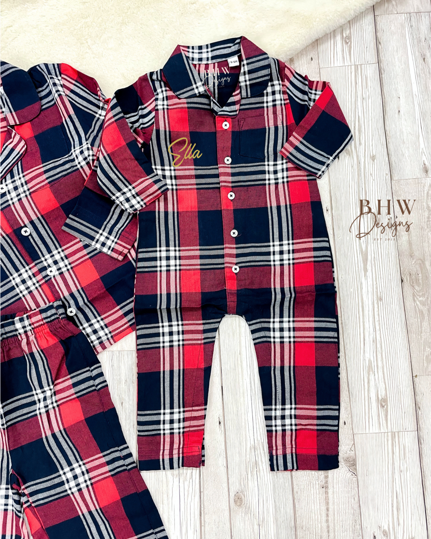 Personalised Name Tartan Romper Onesie