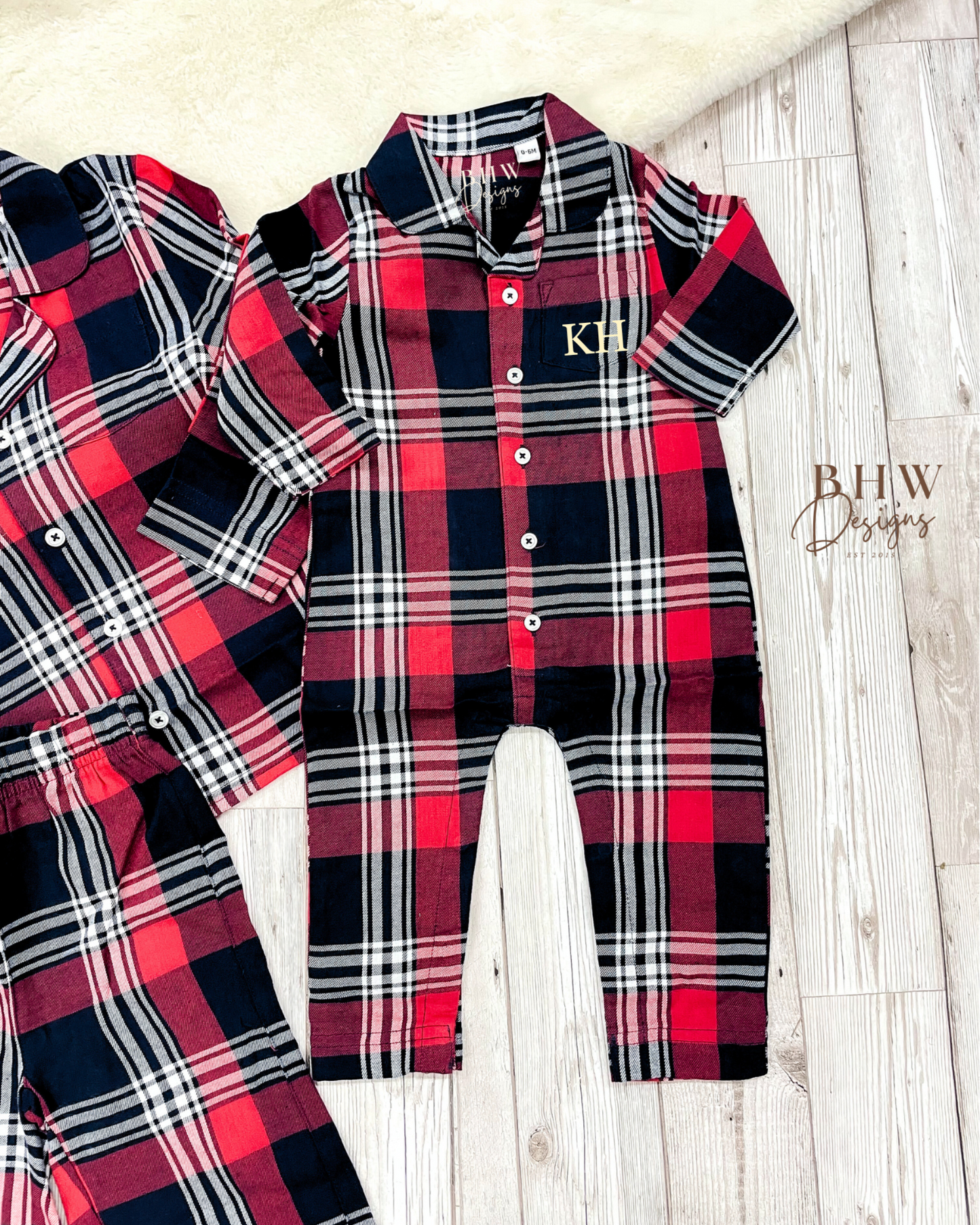 Personalised initial Tartan Romper Onesie