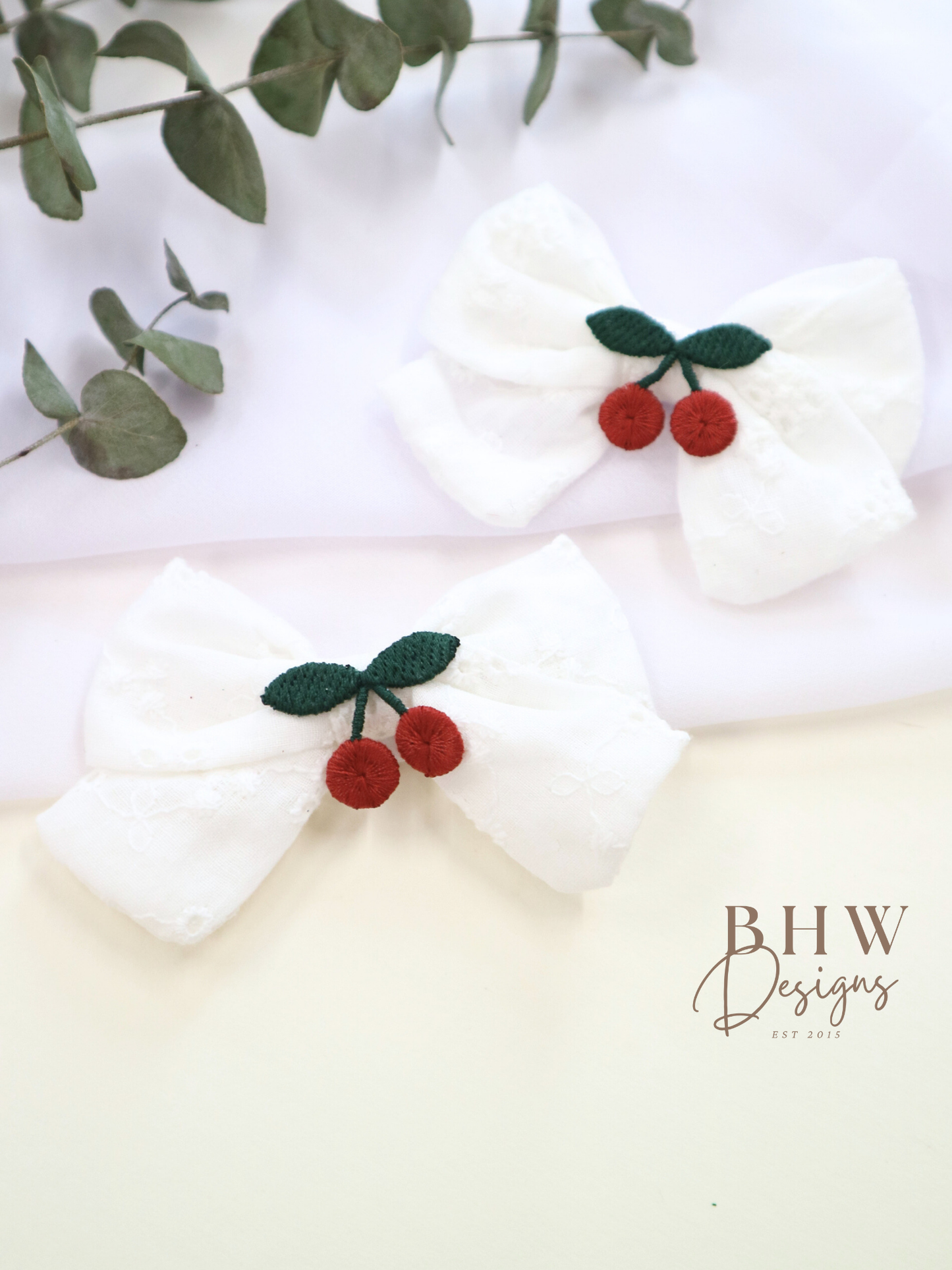 Cherry Hair Bow & Clip Set