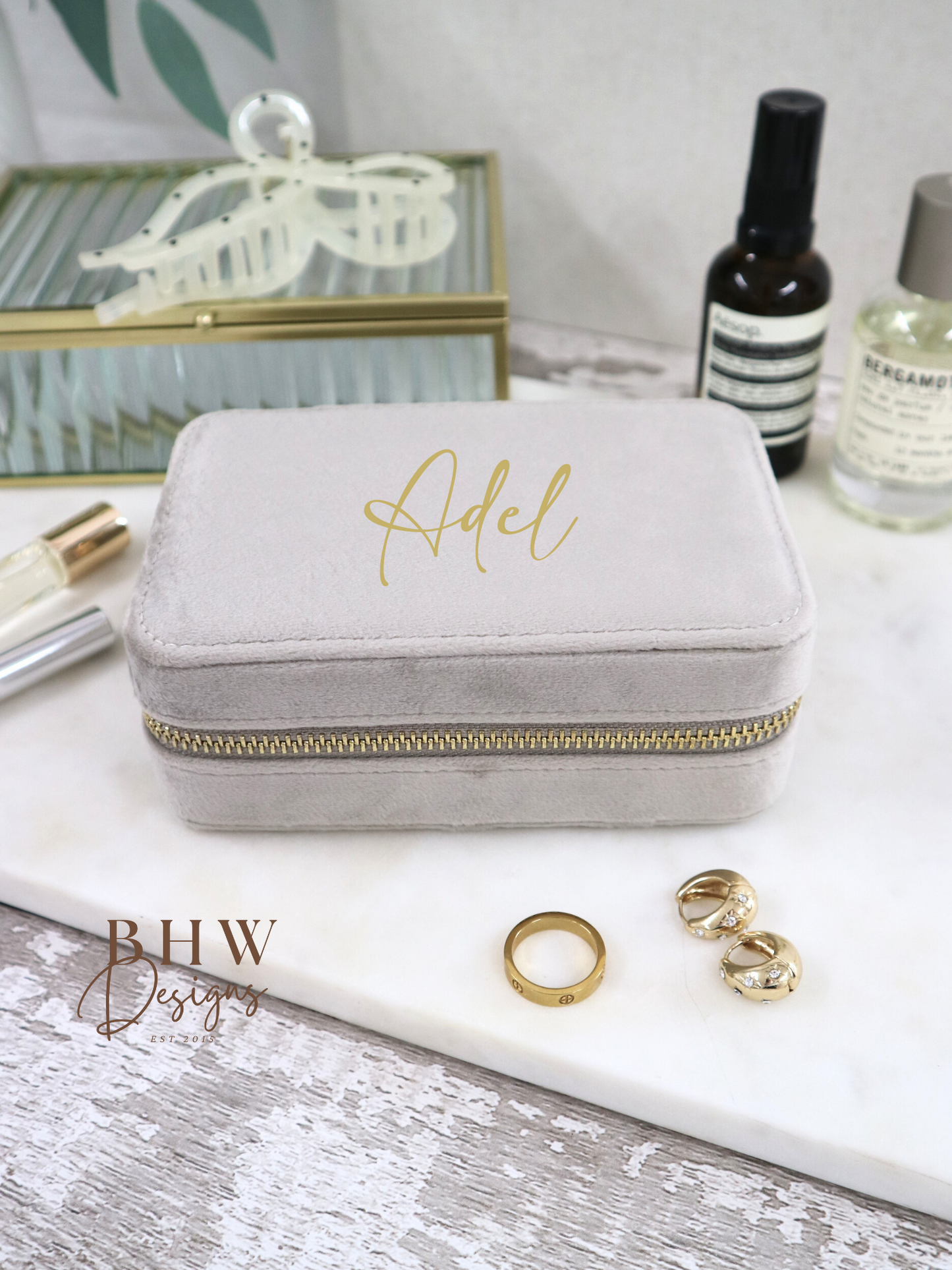 Personalised Velvet Jewellery Case - Moonstone