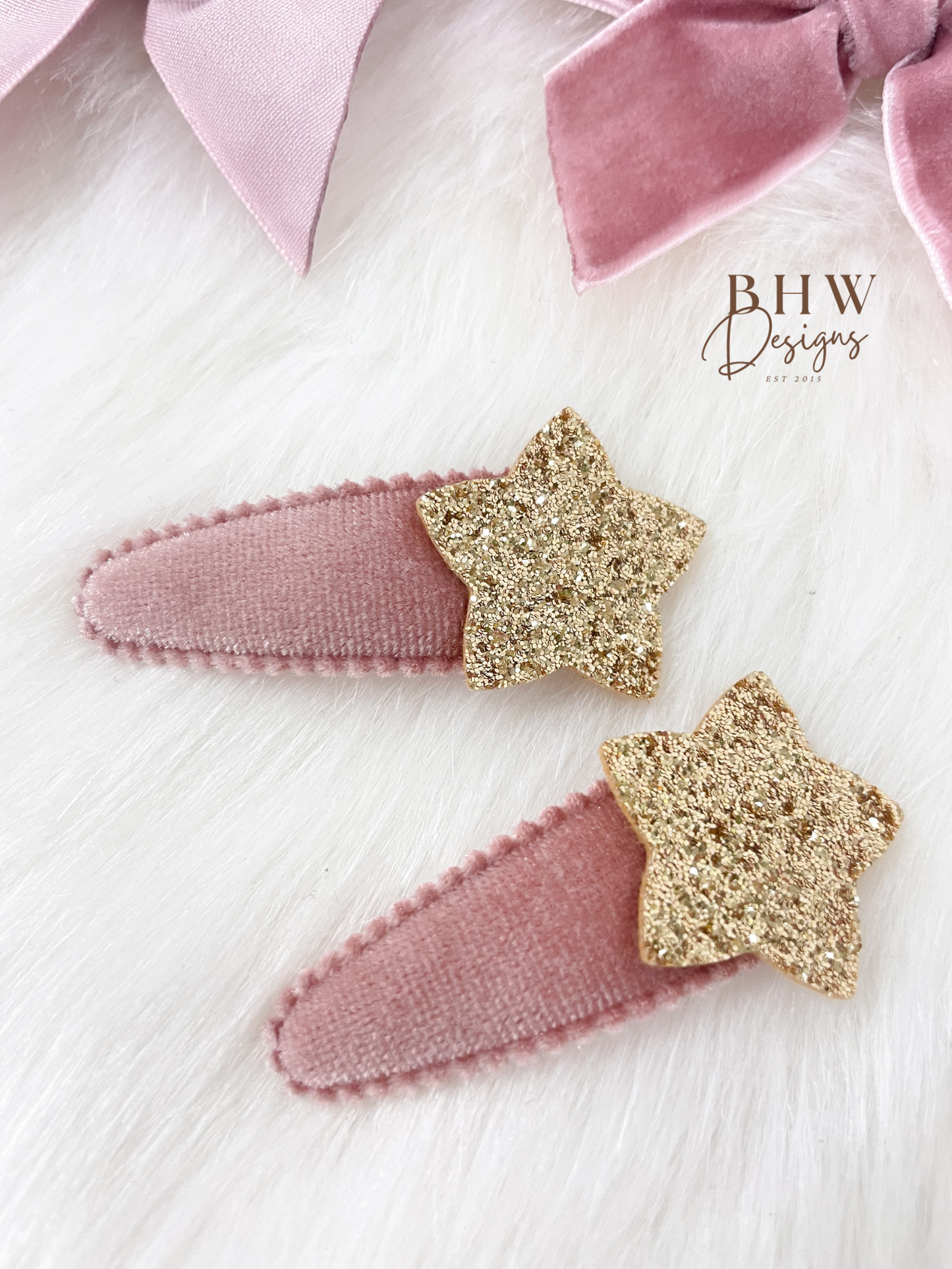 Pink Velvet Hair Bow Set