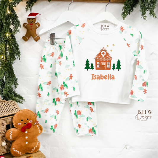 Personalised Gingerbread House Christmas Pyjamas