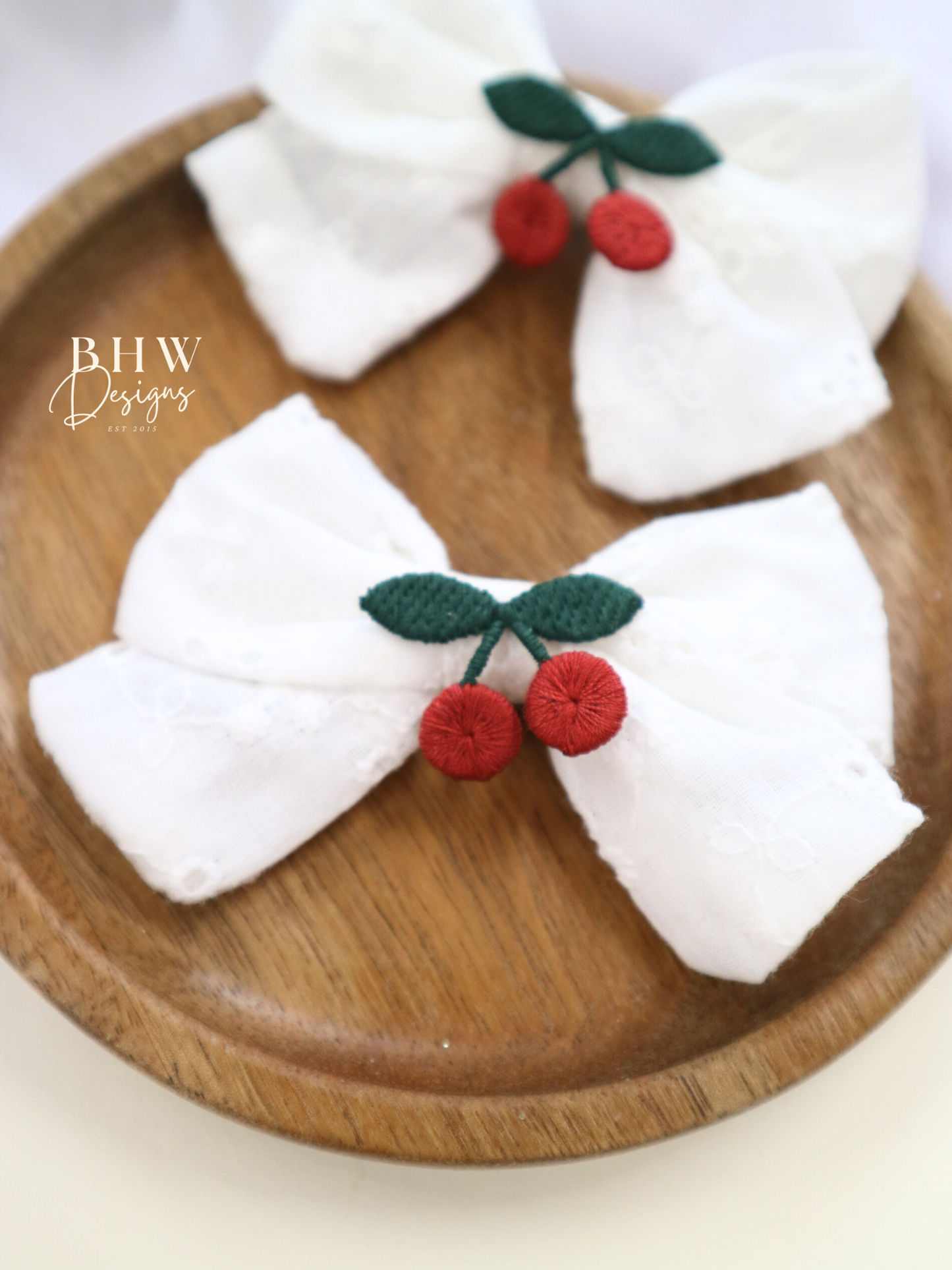 Cherry Hair Bow & Clip Set