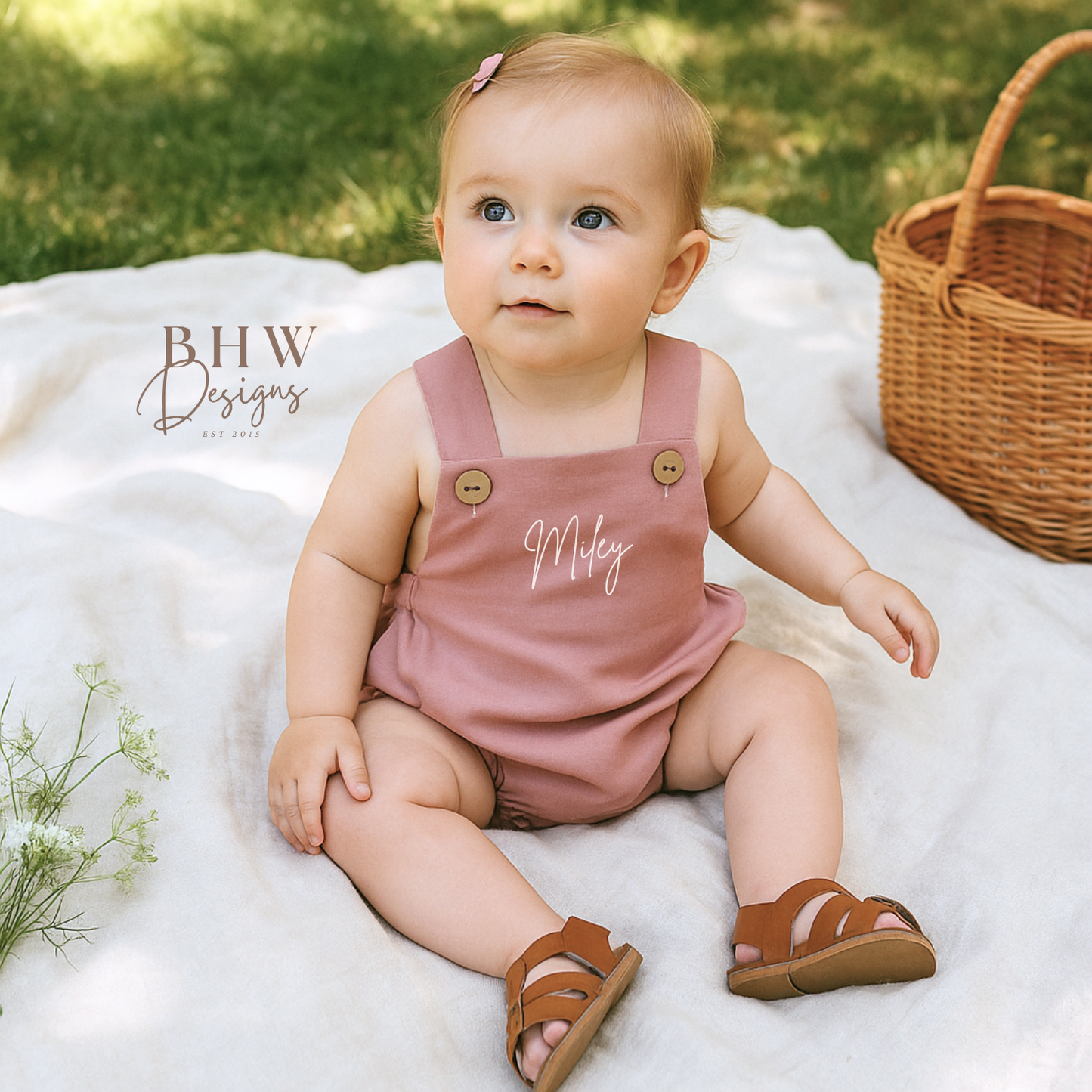 Personalised Dungaree Romper - Mauve