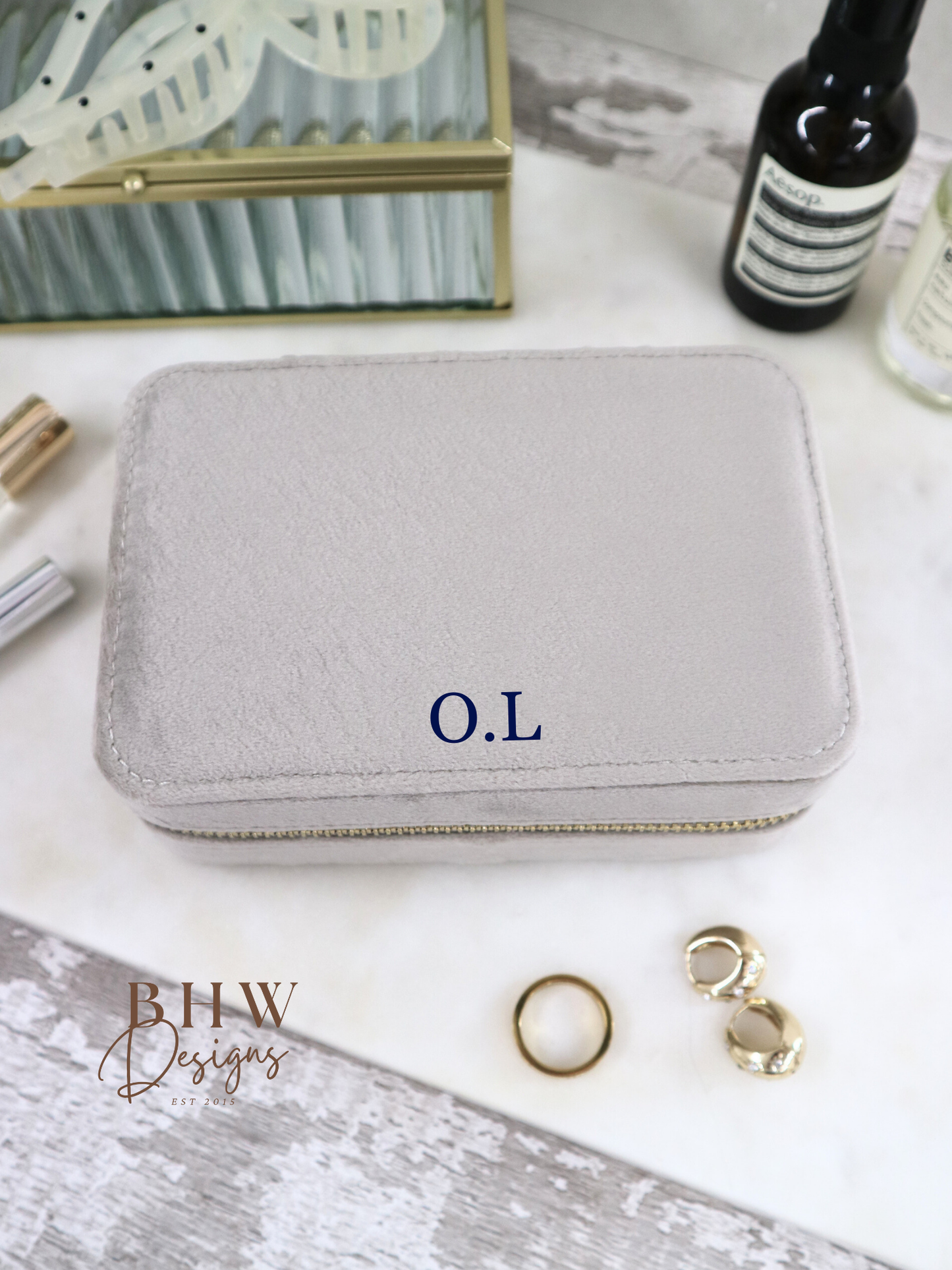 Personalised Velvet Jewellery Case - Moonstone