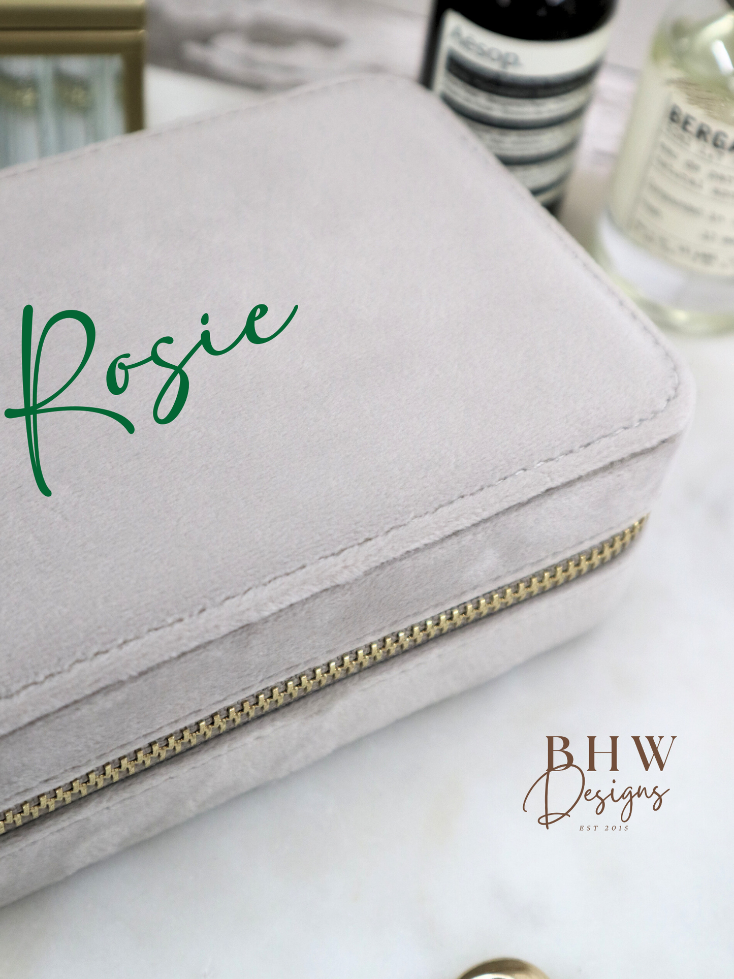 Personalised Velvet Jewellery Case - Moonstone