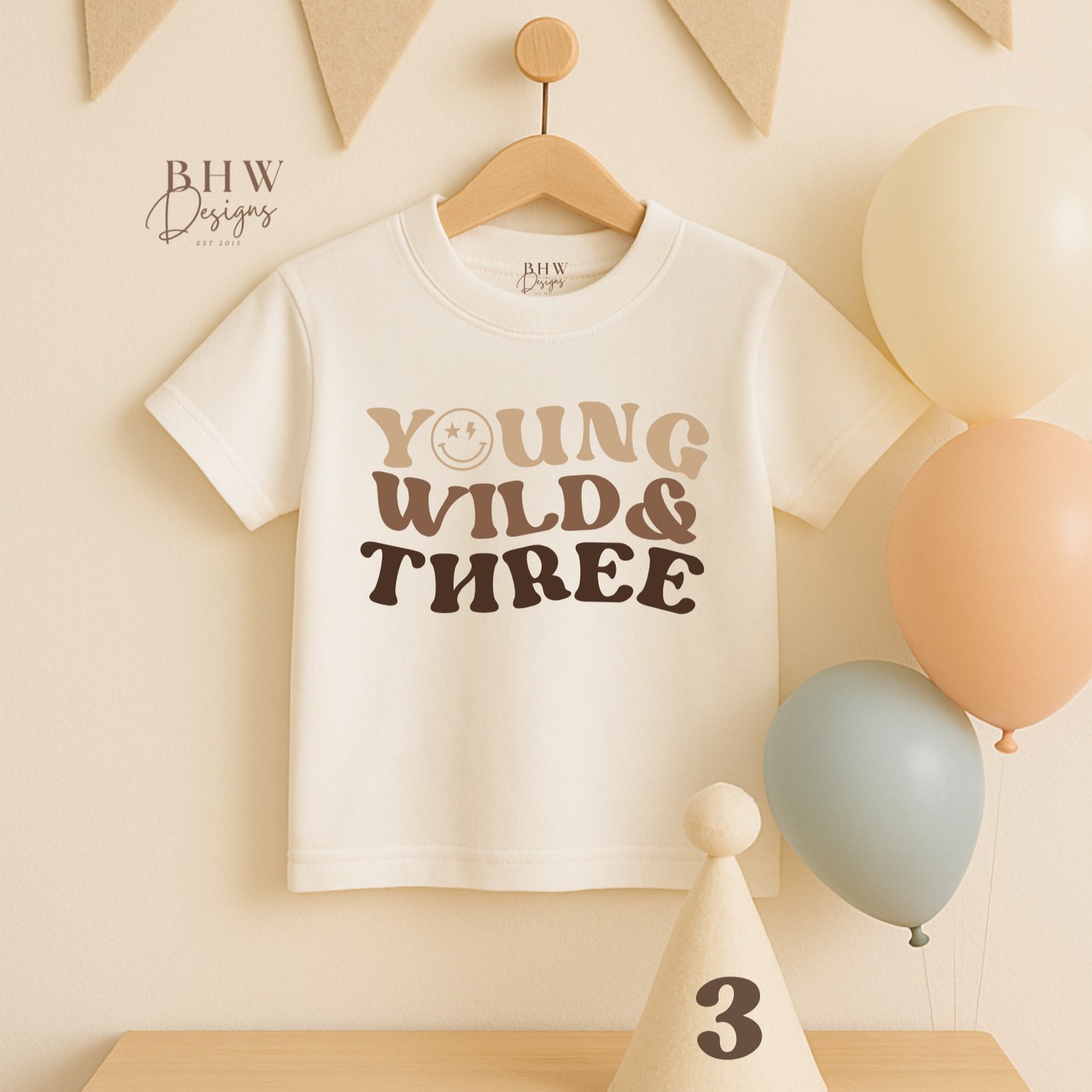 Young, Wild & Three Kid's Birthday T-shirt