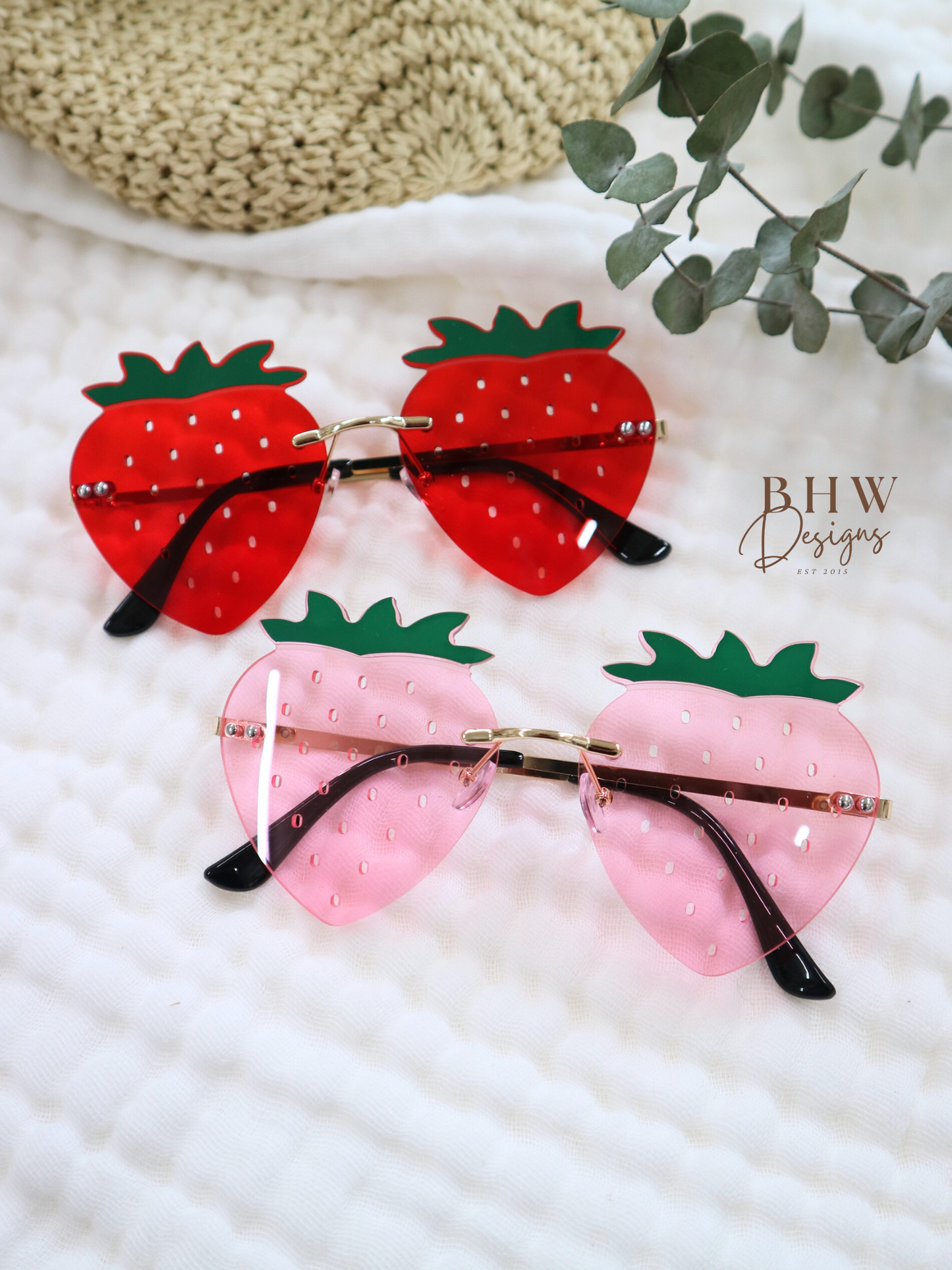 Children's Strawberry Sunglasses - Red or Pink