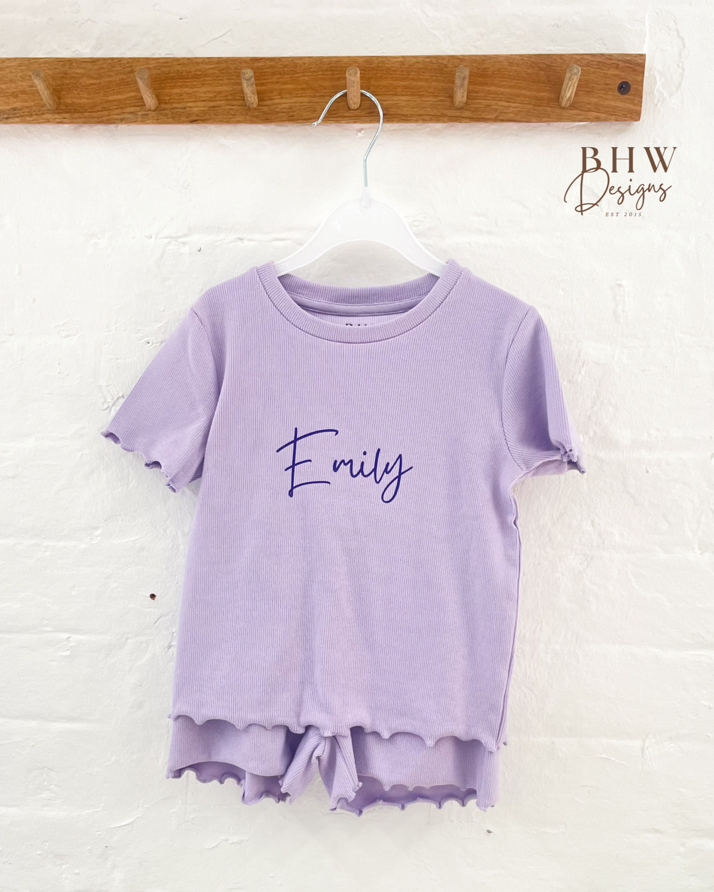 Girl's Ribbed T-shirt and Short Set - Lilac