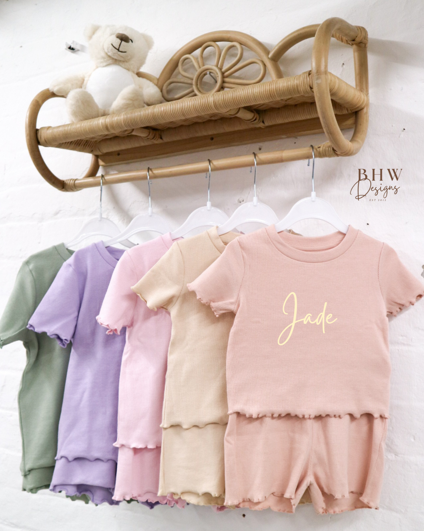 Girl's Ribbed T-shirt and Short Set - Sage Green