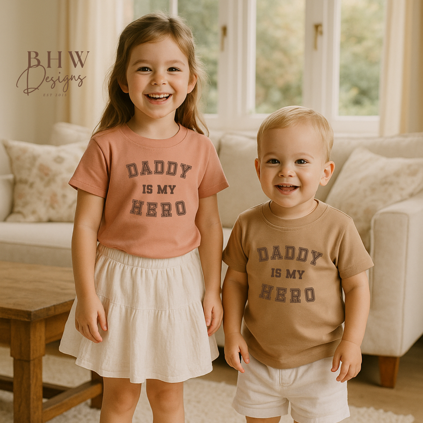 Daddy is my Hero T-shirt - Dusky Pink