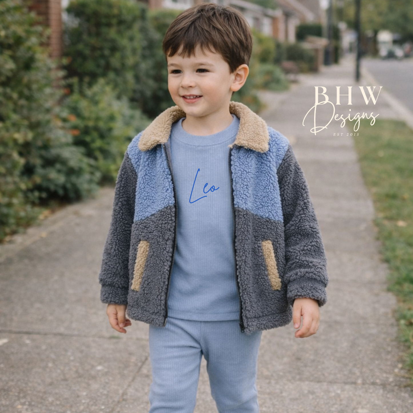 Personalised Ribbed Loungewear Set - Dusky Blue