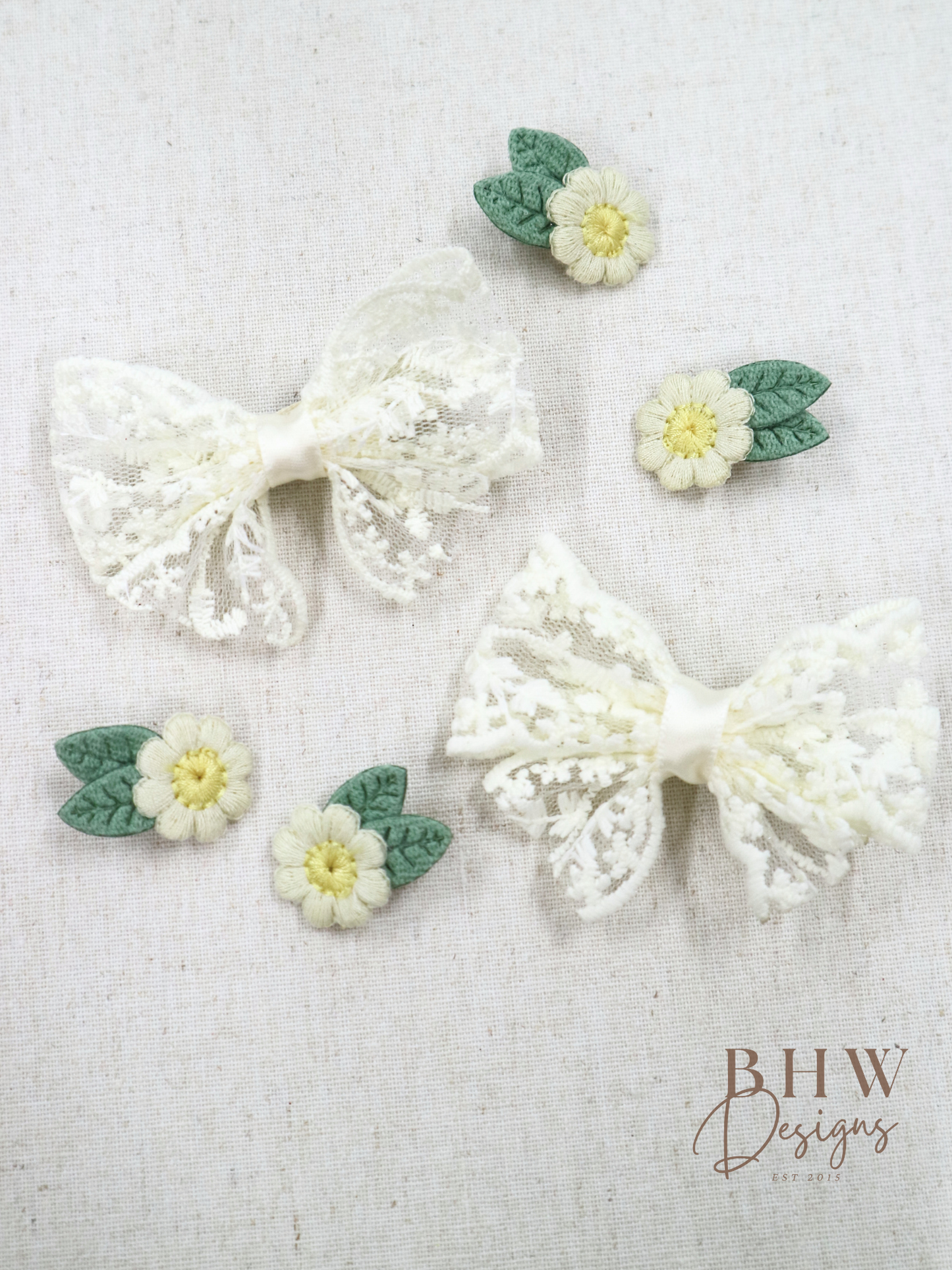 Lace Flower Hair Bow & Clip Set