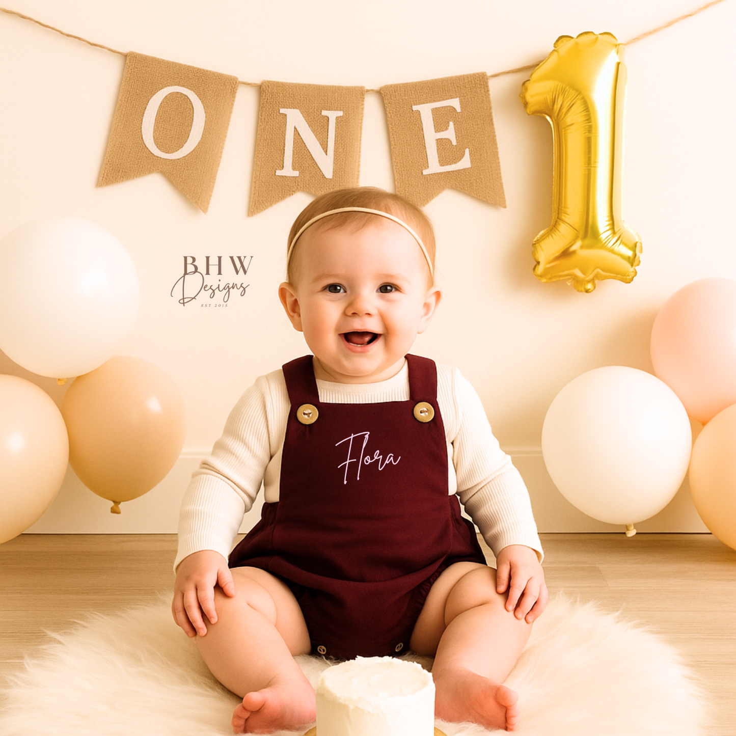 Personalised Dungaree Romper - Burgundy