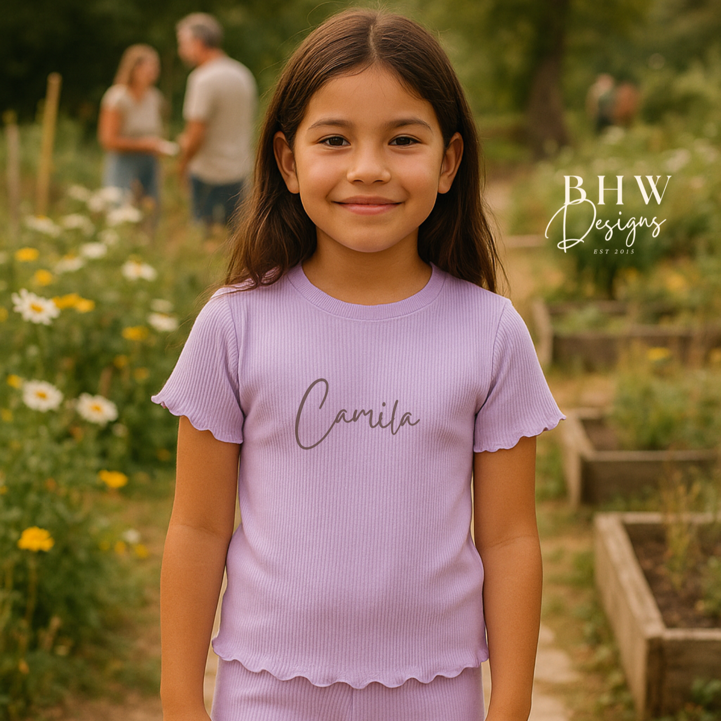 Girl's Ribbed T-shirt and Short Set - Lilac