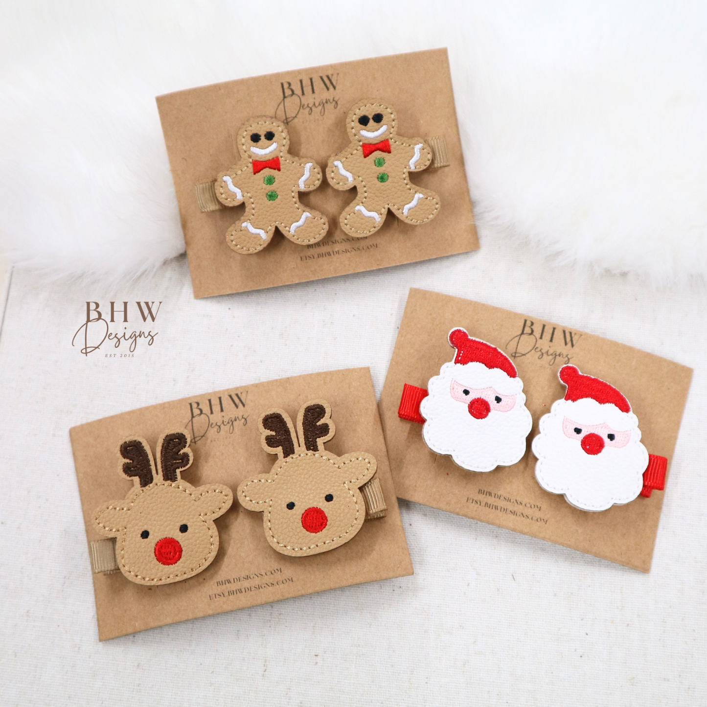 Gingerbread man Hair Clip Set