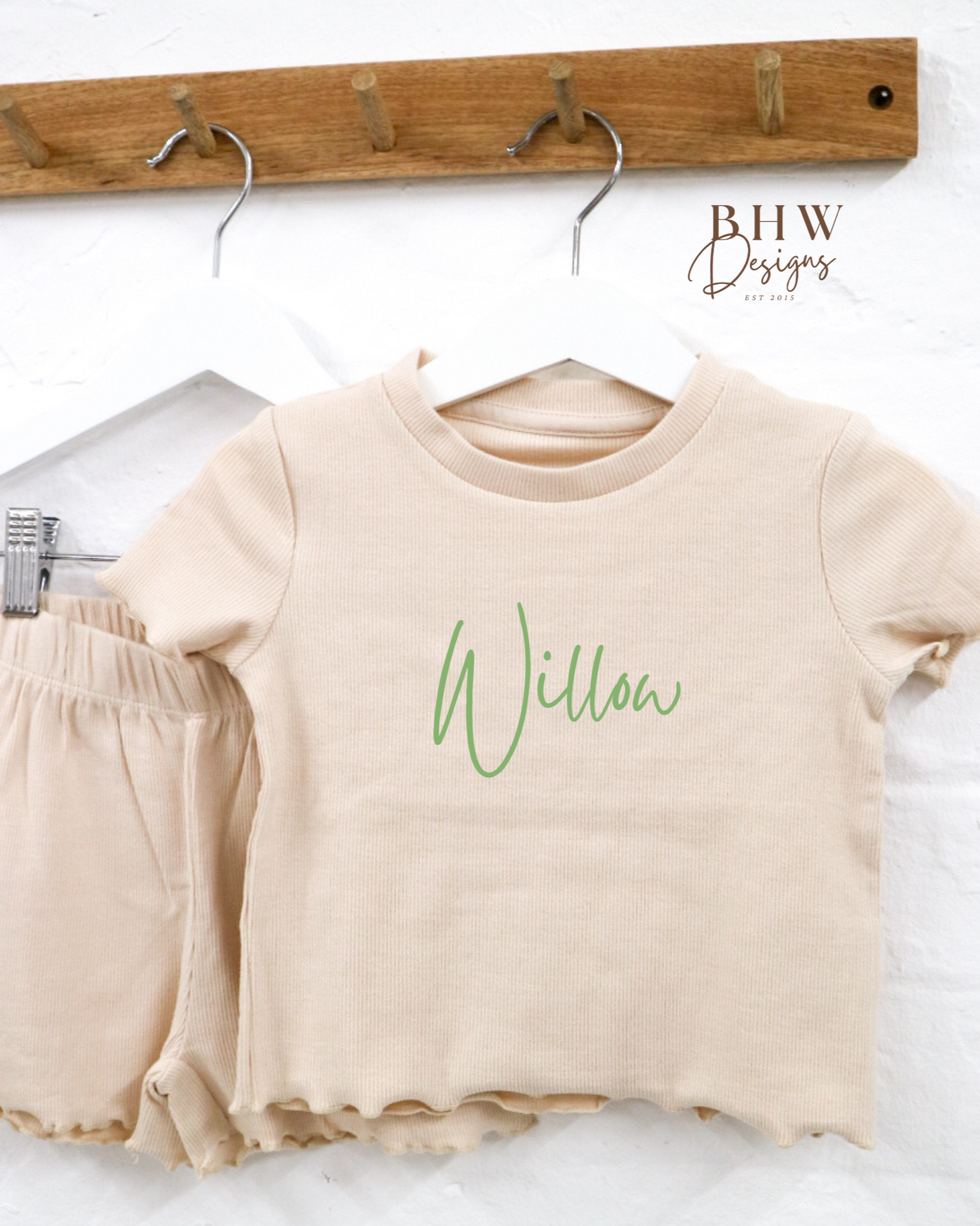 Girl's Ribbed T-shirt and Short Set - Nude