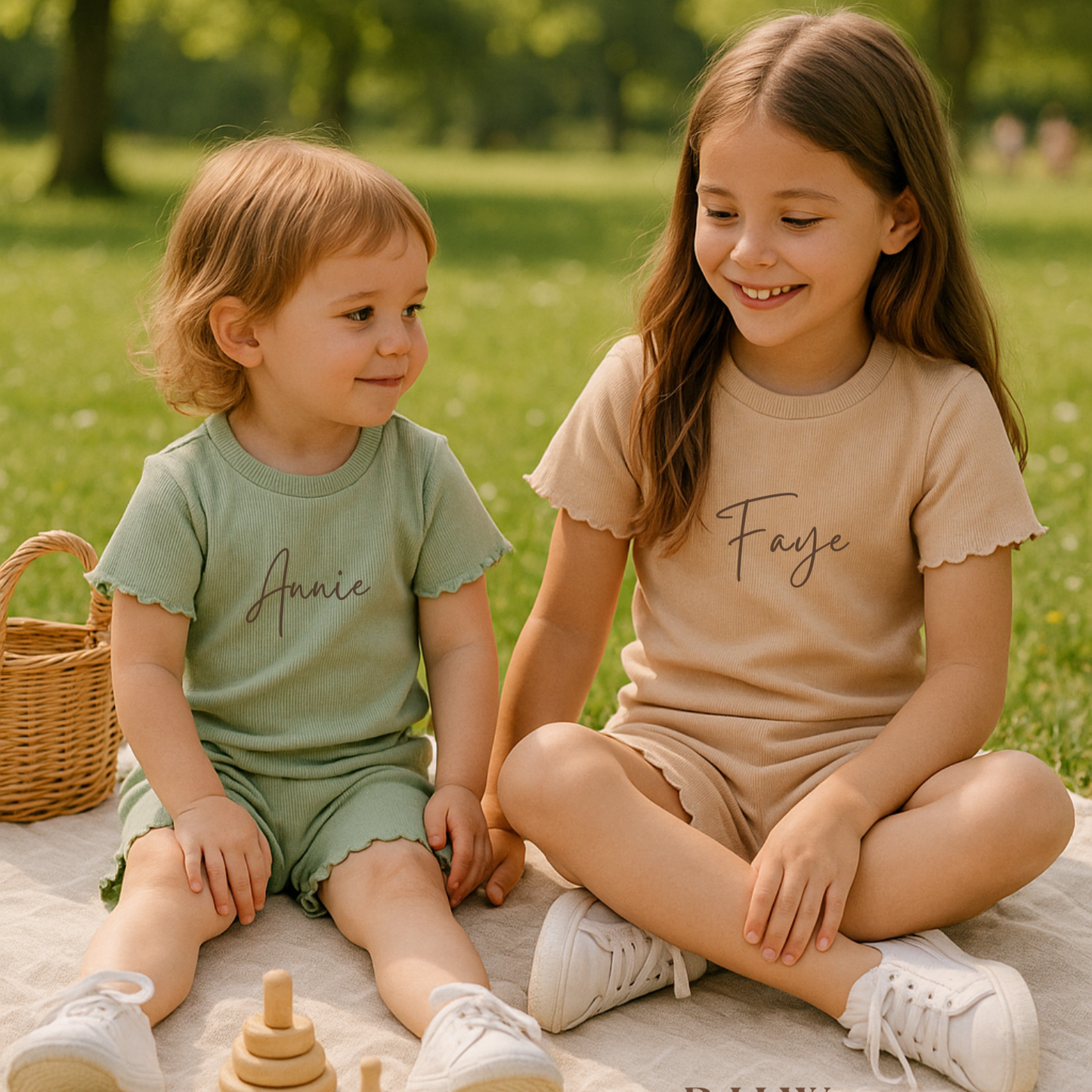 Girl's Ribbed T-shirt and Short Set - Nude