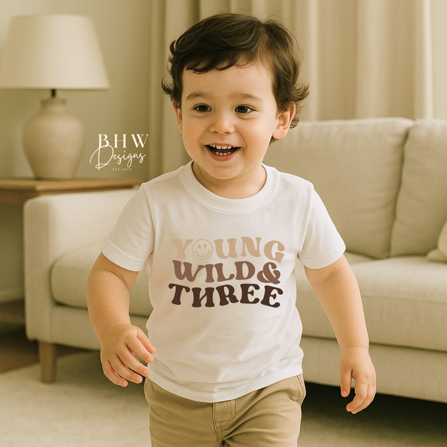 Young, Wild & Three Kid's Birthday T-shirt