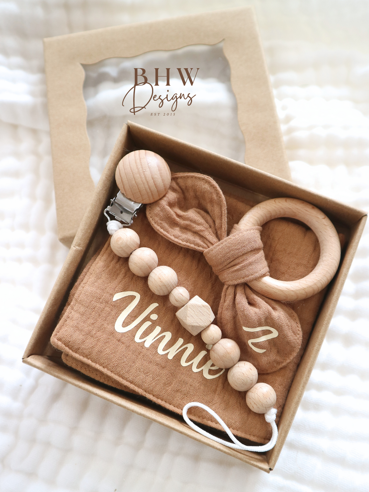 3 Piece Personalised Baby Set - Rust
