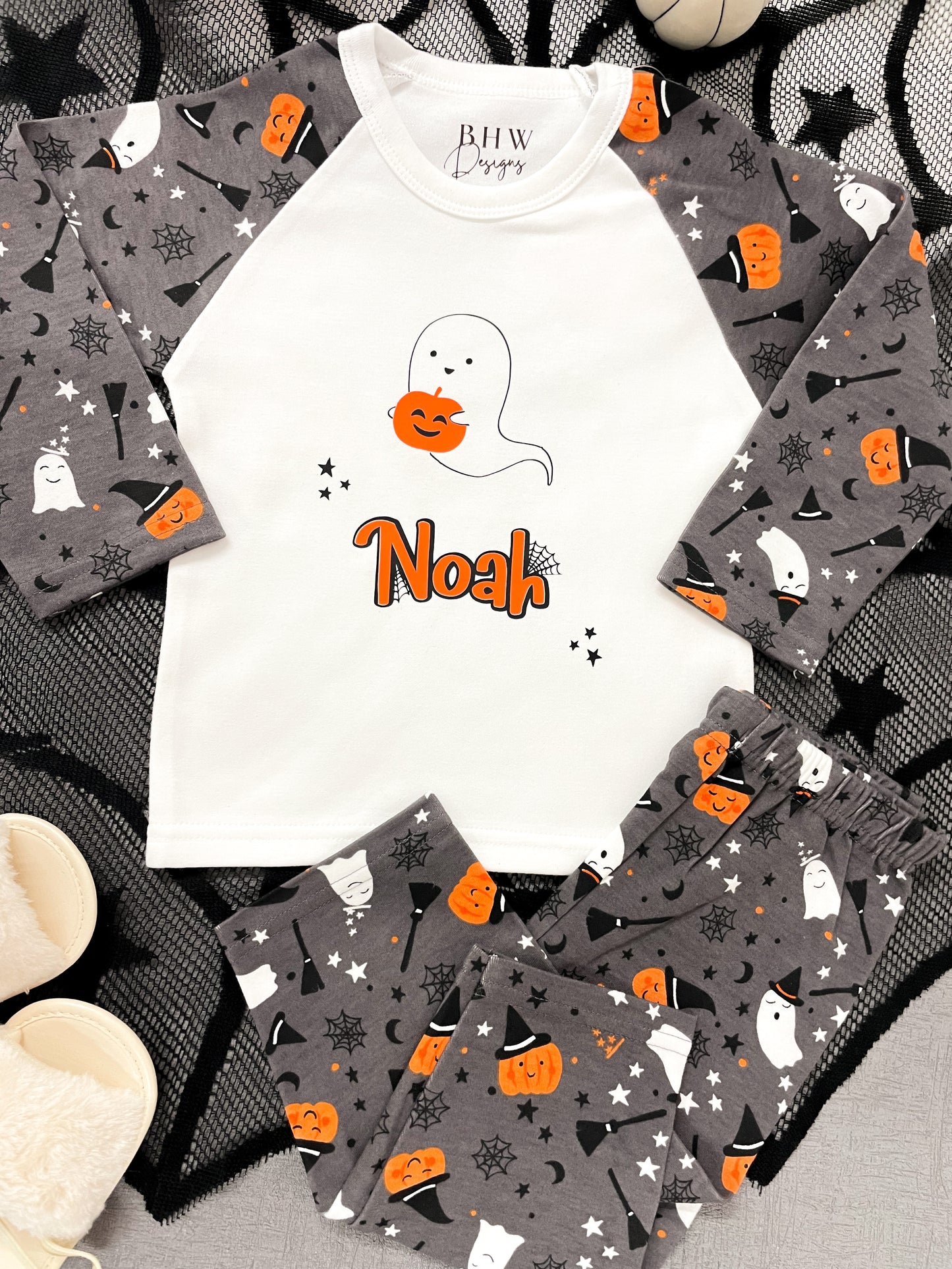 Personalised Ghost and Pumpkin Halloween Pyjamas