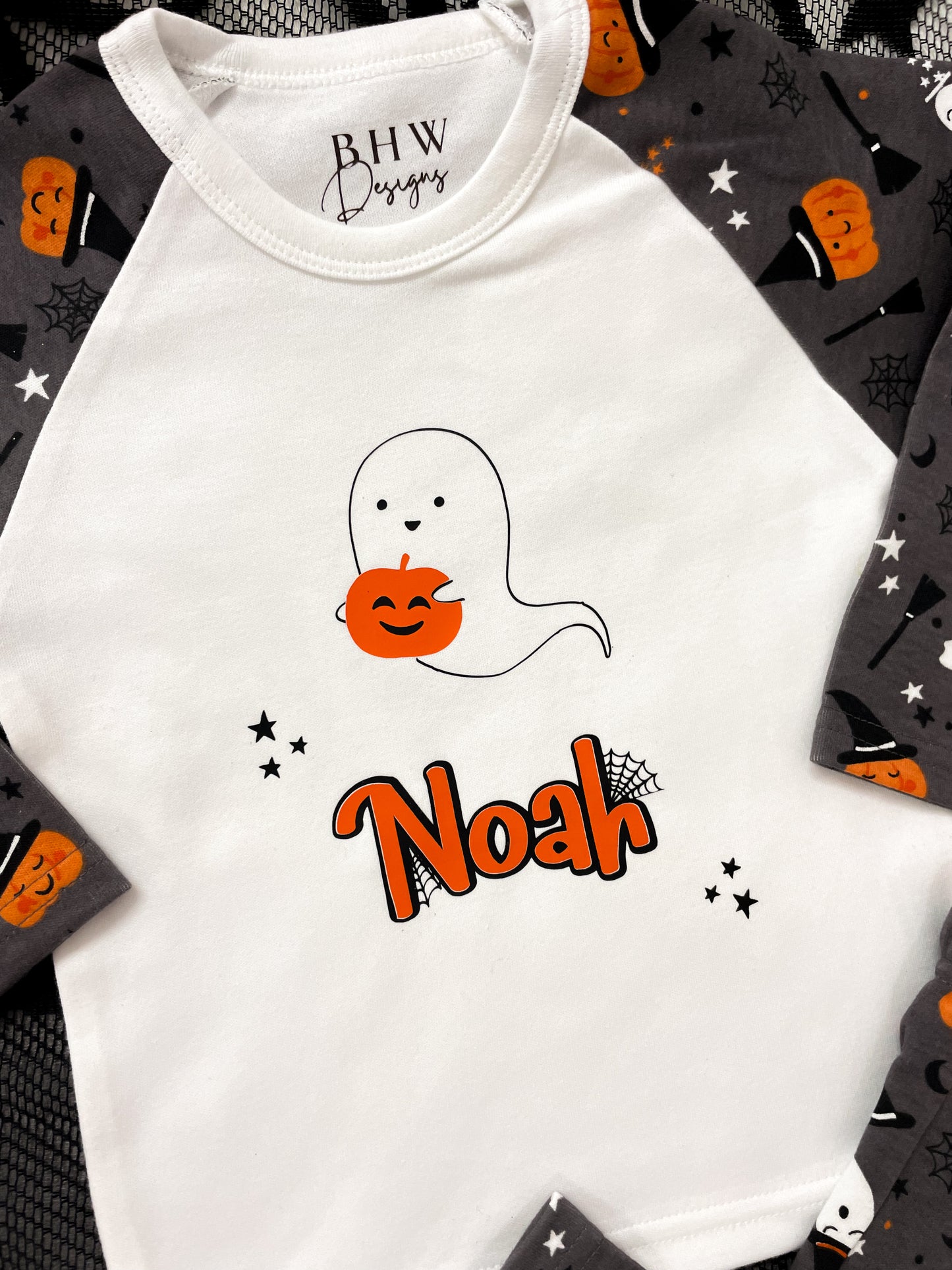Personalised Ghost and Pumpkin Halloween Pyjamas