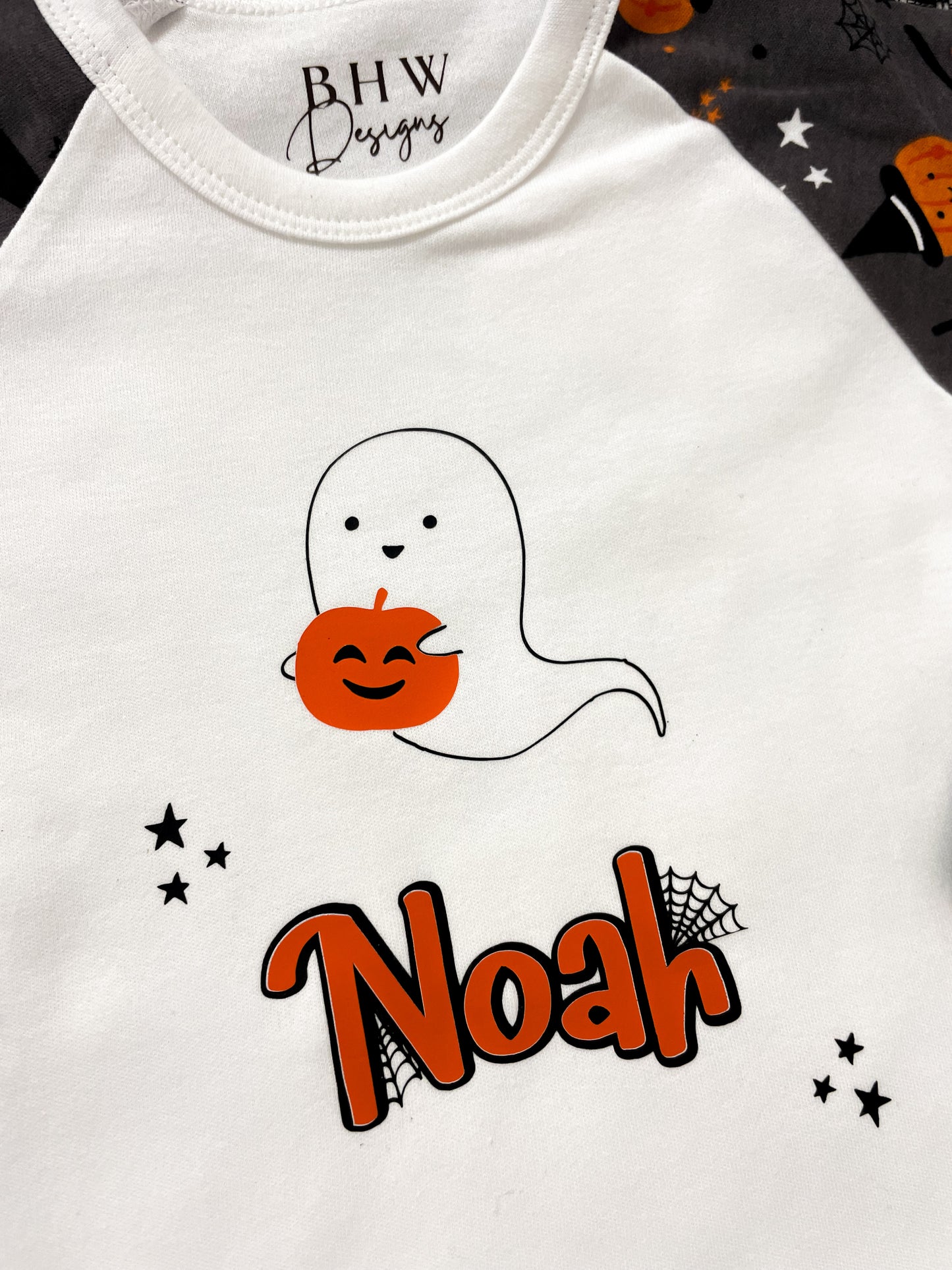 Personalised Ghost and Pumpkin Halloween Pyjamas