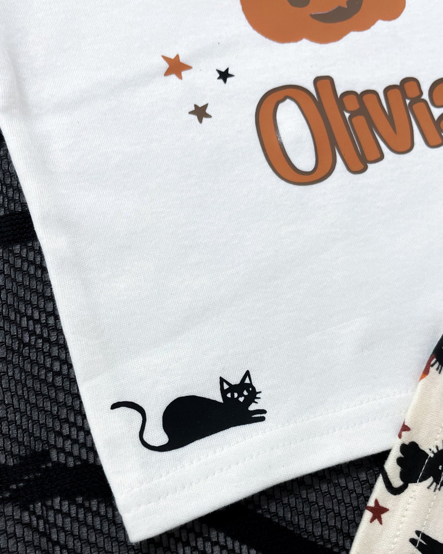 Personalised Black Cat and Pumpkin Halloween Pyjamas