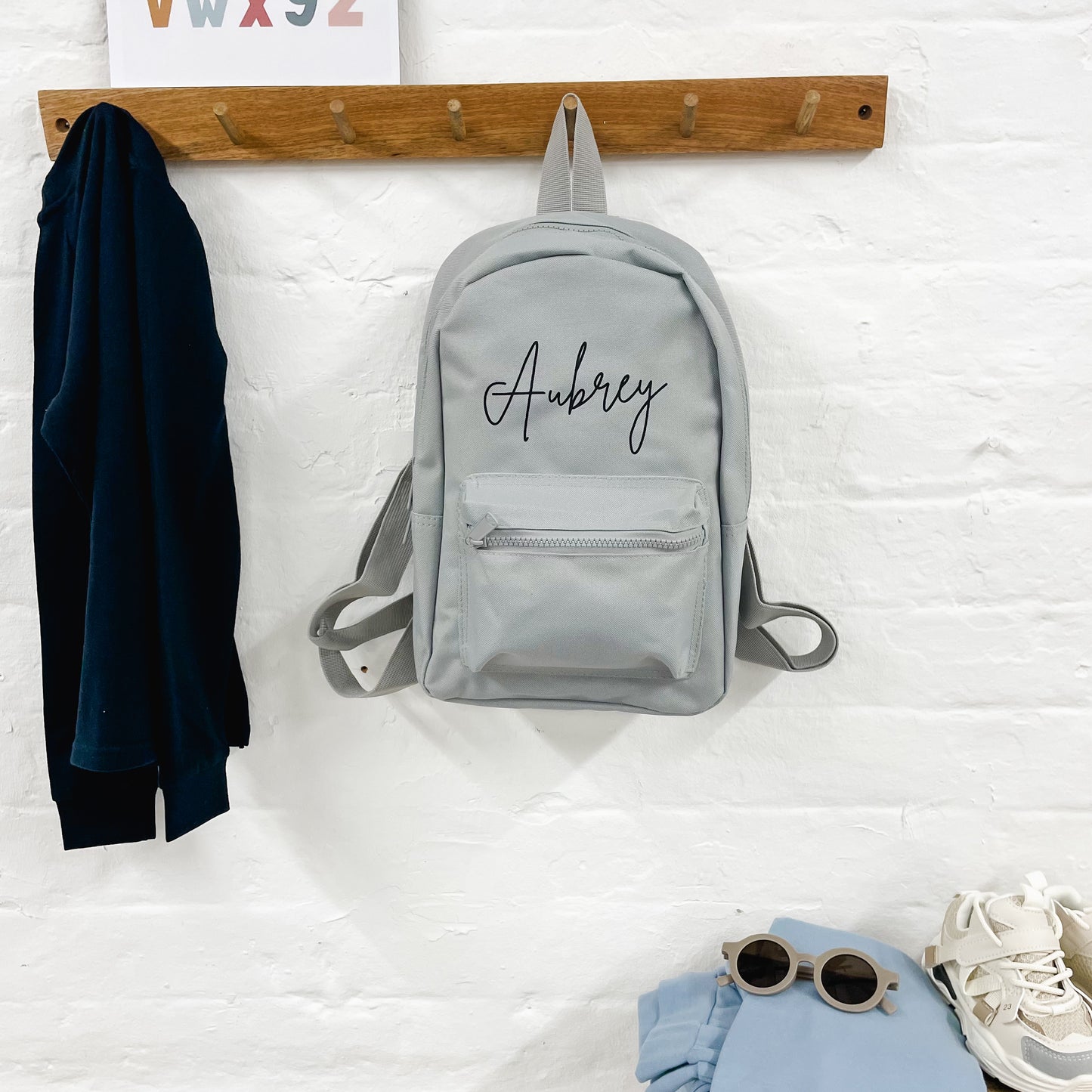 Personalised Kid's Mini Backpack - Light Grey
