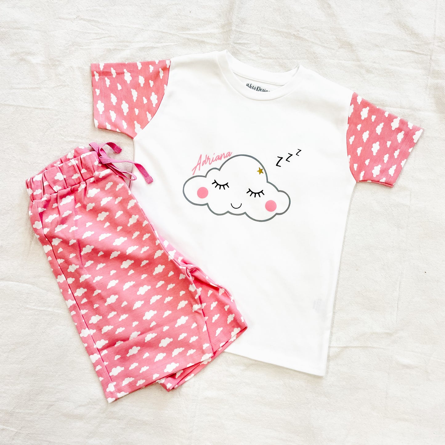 Personalised Pink Cloud Children's Short Pyjamas